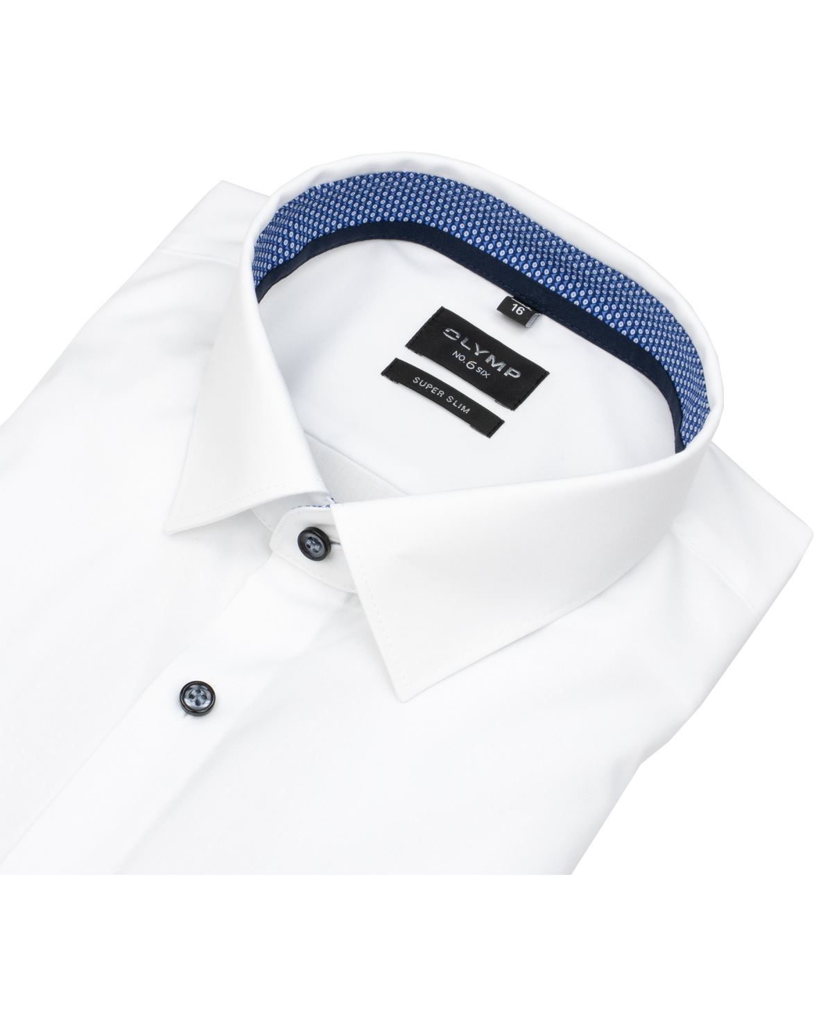 OLYMP Chemise - No. Six Super Slim - Patch - boutons contrastés - blanc