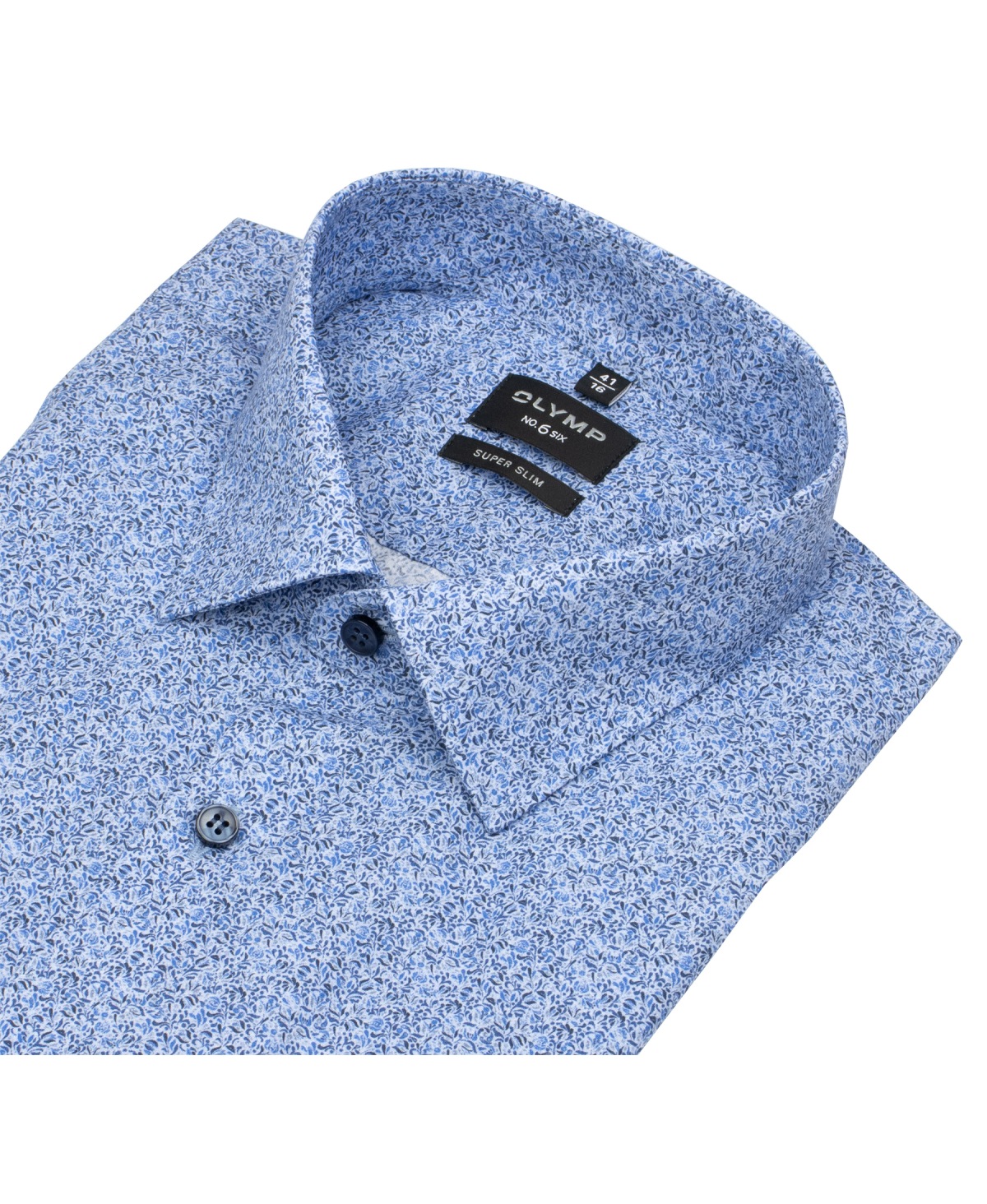 OLYMP Hemd - No. Six Super Slim - Print- dunkelblau / blau