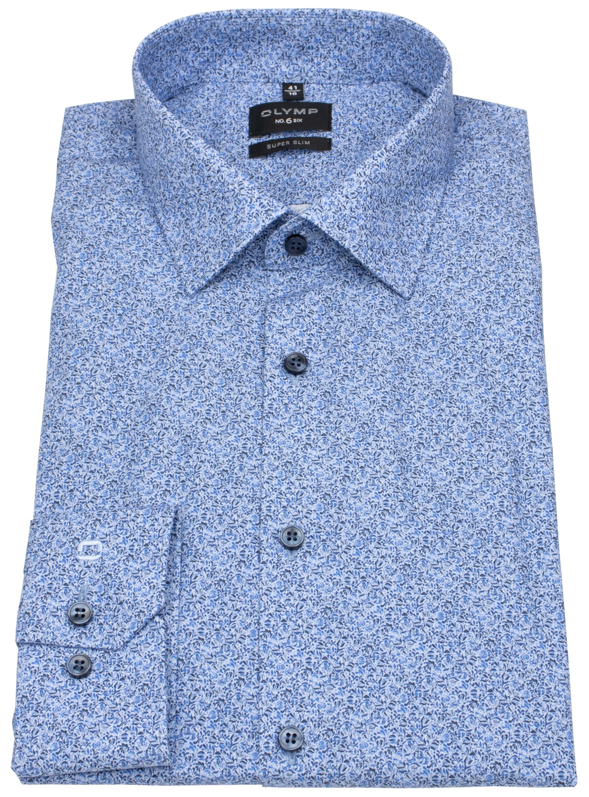 OLYMP Hemd - No. Six Super Slim - Print- dunkelblau / blau