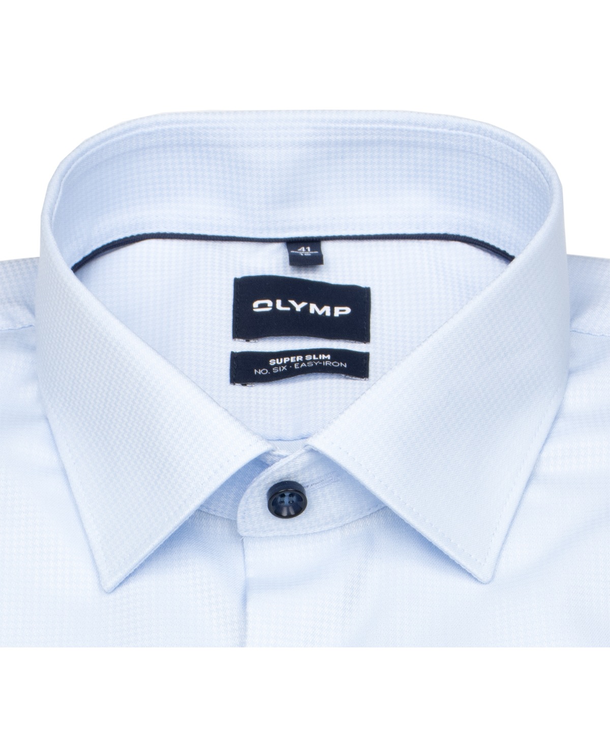 OLYMP Hemd - No. Six Super Slim - Struktur - Kontrastknöpfe - hellblau