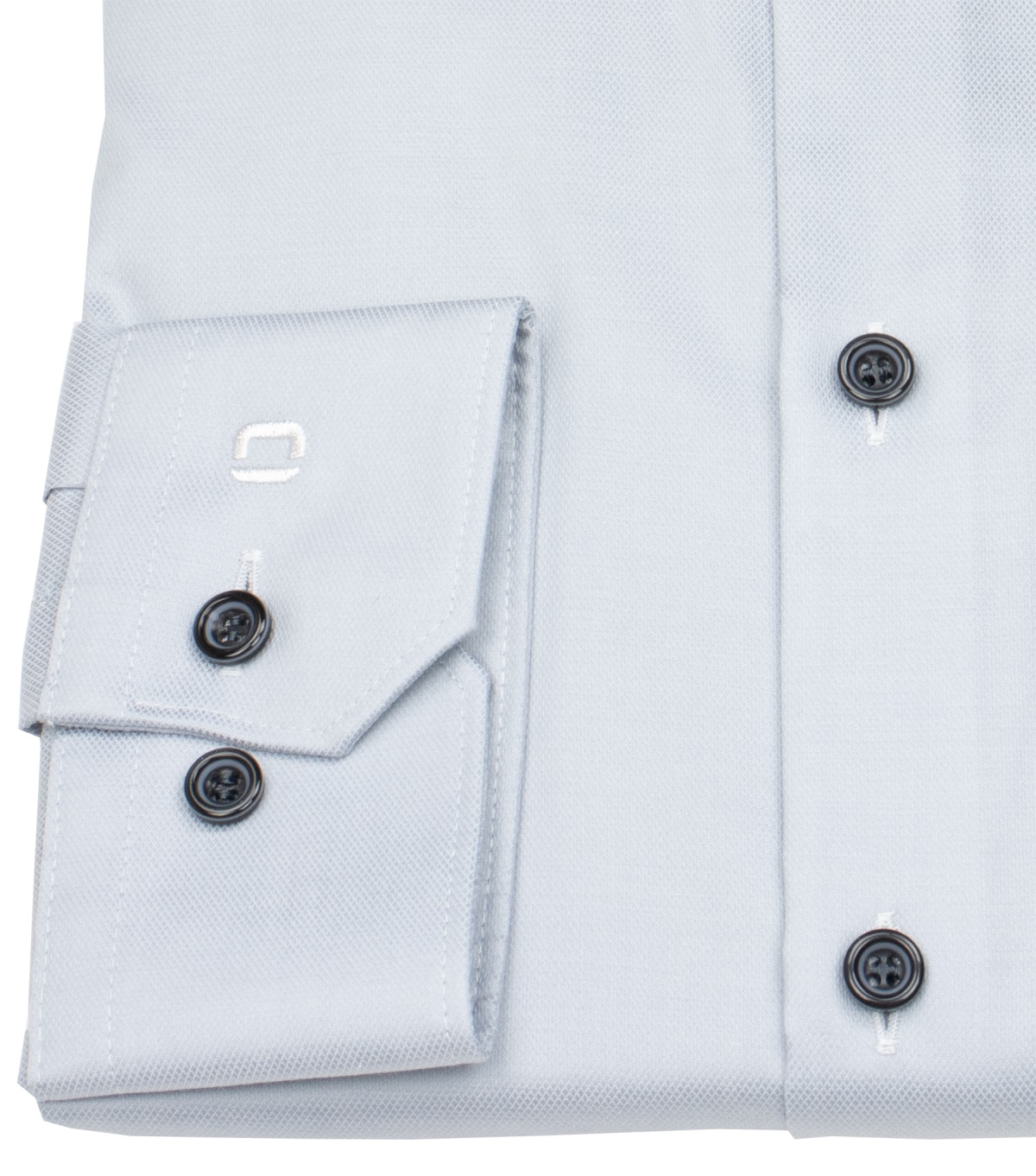 OLYMP Hemd - No. Six Super Slim - Struktur - Kontrastknöpfe - silbergrau