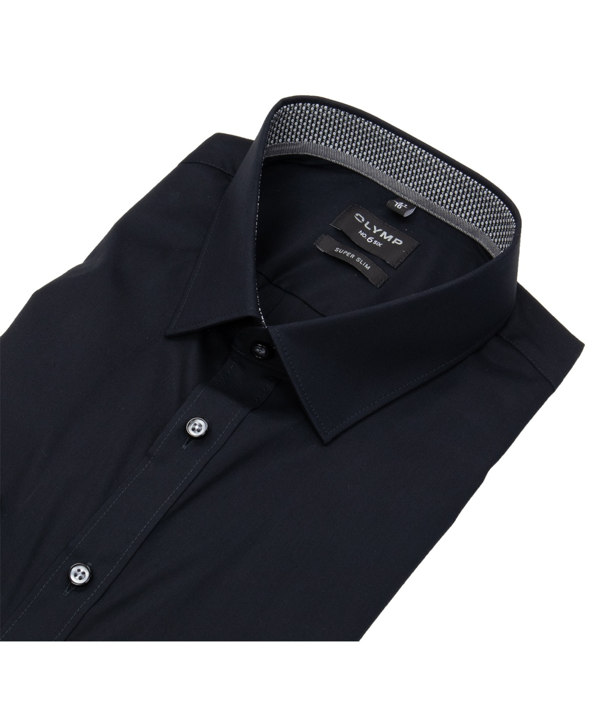 OLYMP Hemd - No. Six Super Slim - Urban Kent Kragen - Patch - schwarz