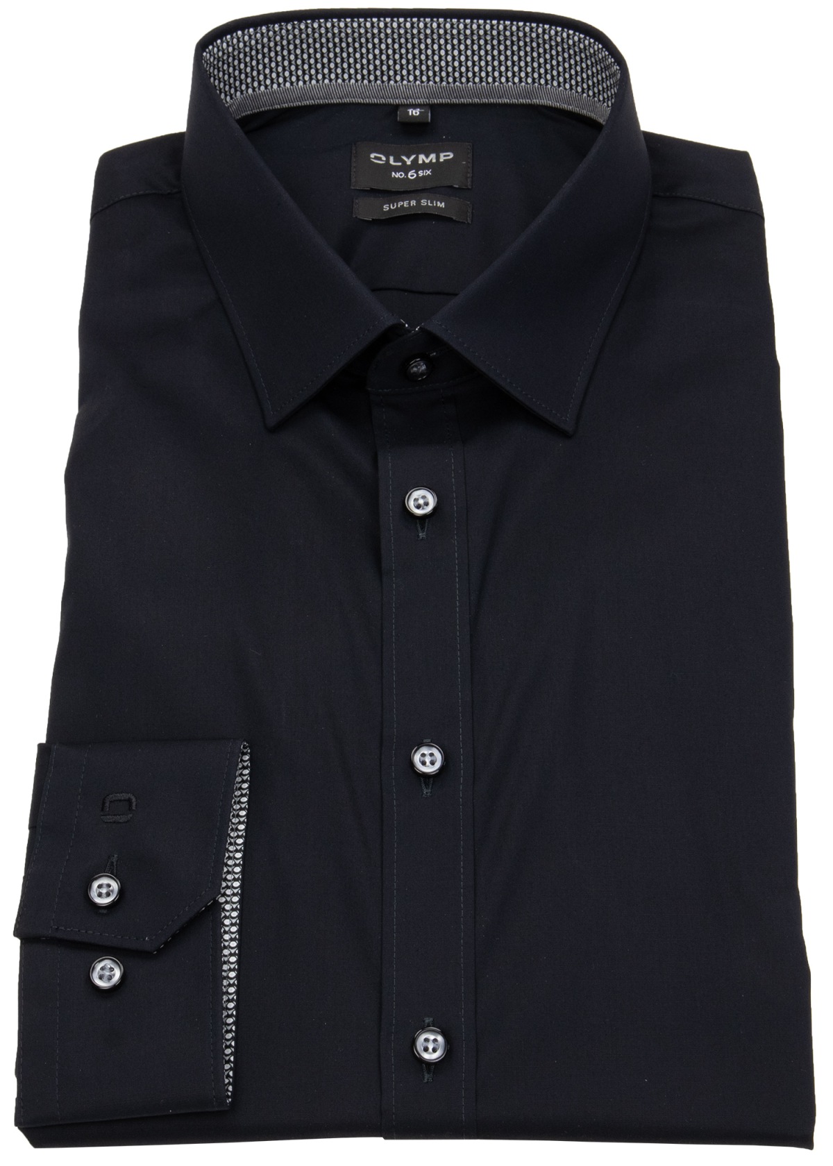 OLYMP Hemd - No. Six Super Slim - Urban Kent Kragen - Patch - schwarz