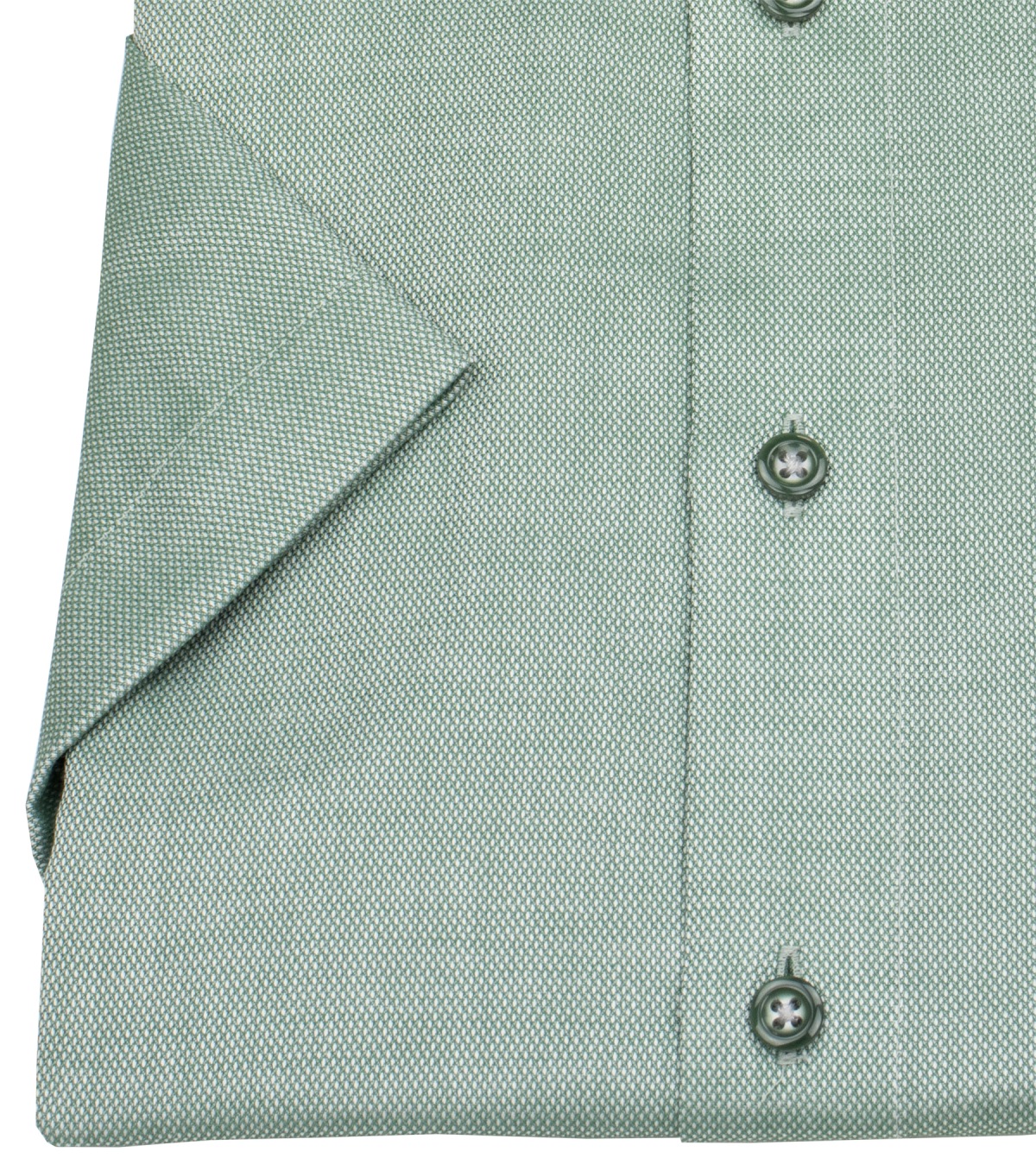 OLYMP Kurzarmhemd - Comfort Fit - Struktur - Kontrastknöpfe - grün