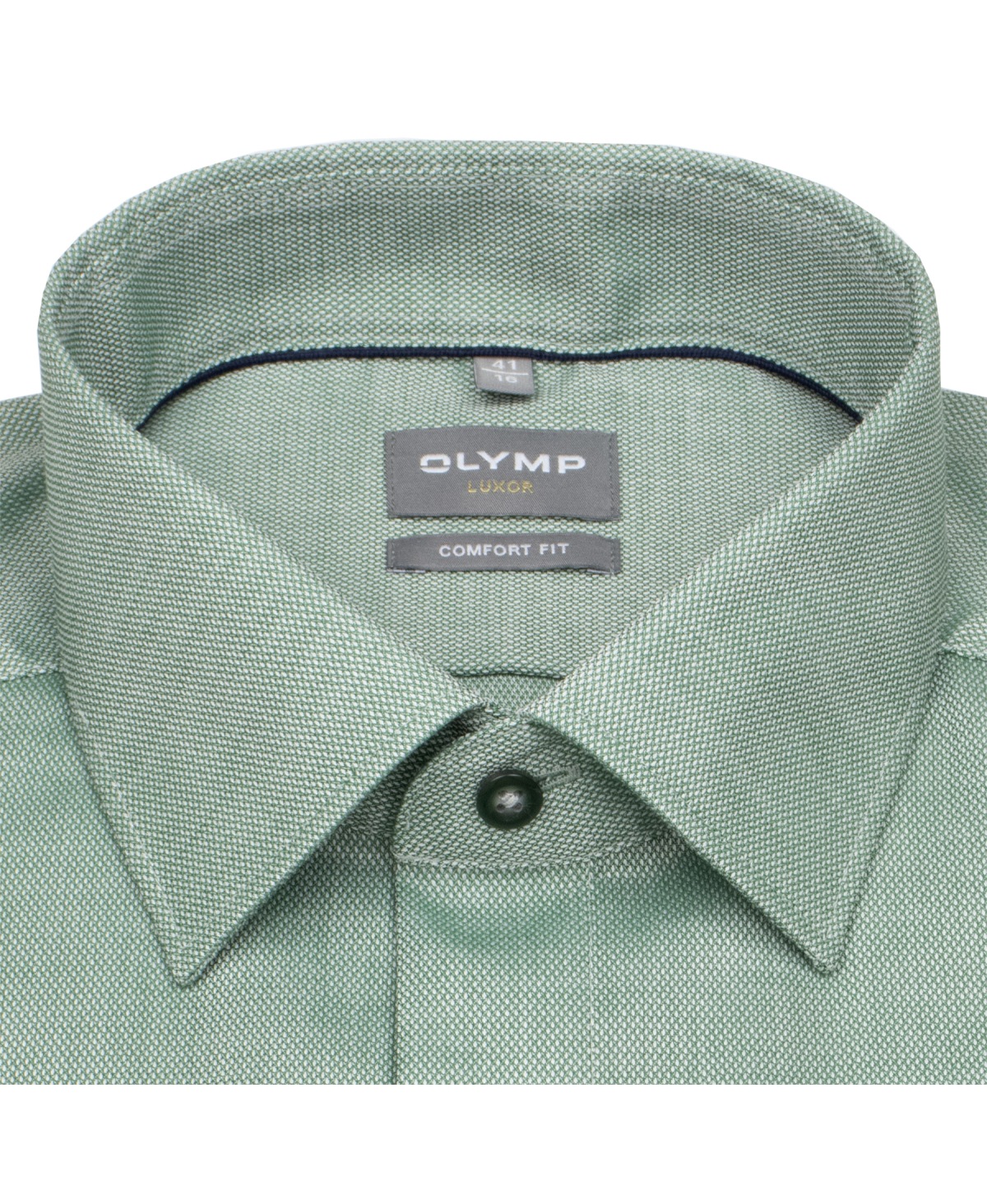 OLYMP Kurzarmhemd - Comfort Fit - Struktur - Kontrastknöpfe - grün