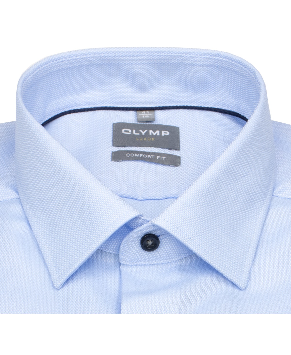 OLYMP Kurzarmhemd - Comfort Fit - Struktur - Kontrastknöpfe - hellblau