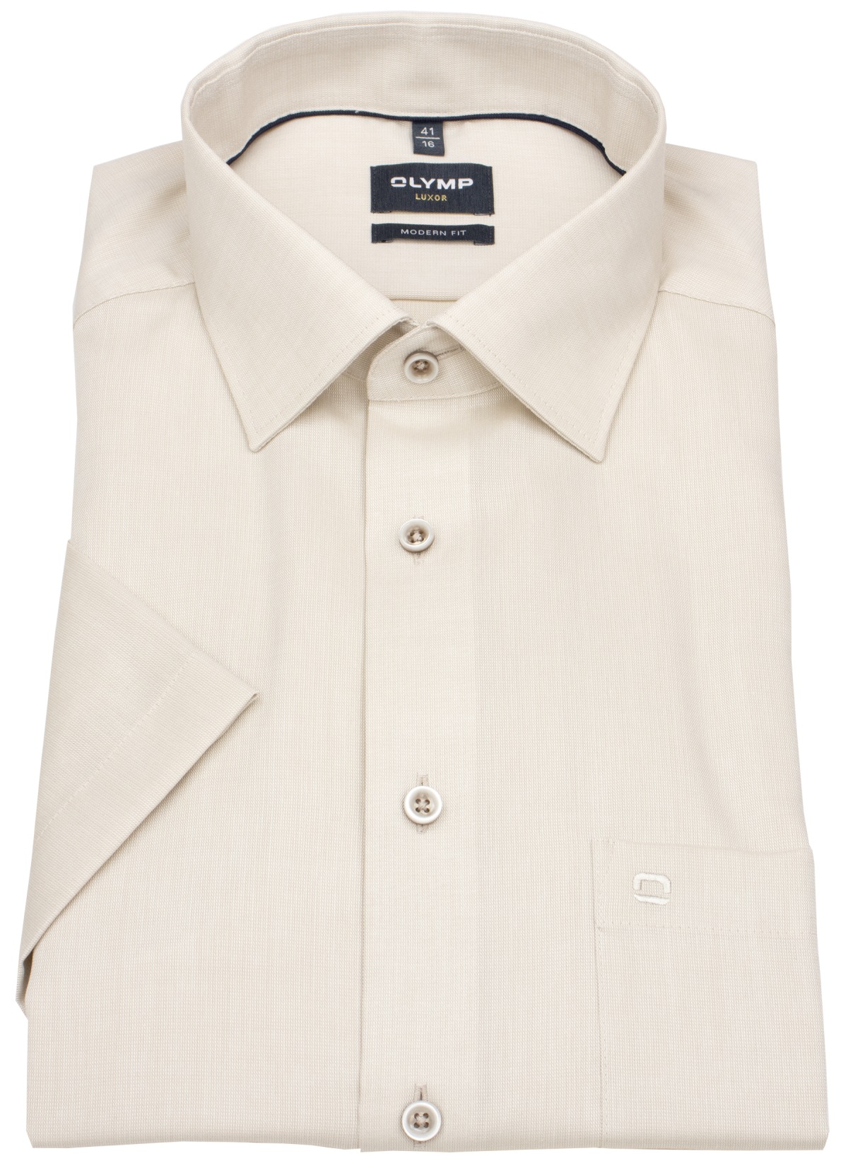 OLYMP Kurzarmhemd - Modern Fit - Kentkragen - AirCon - beige