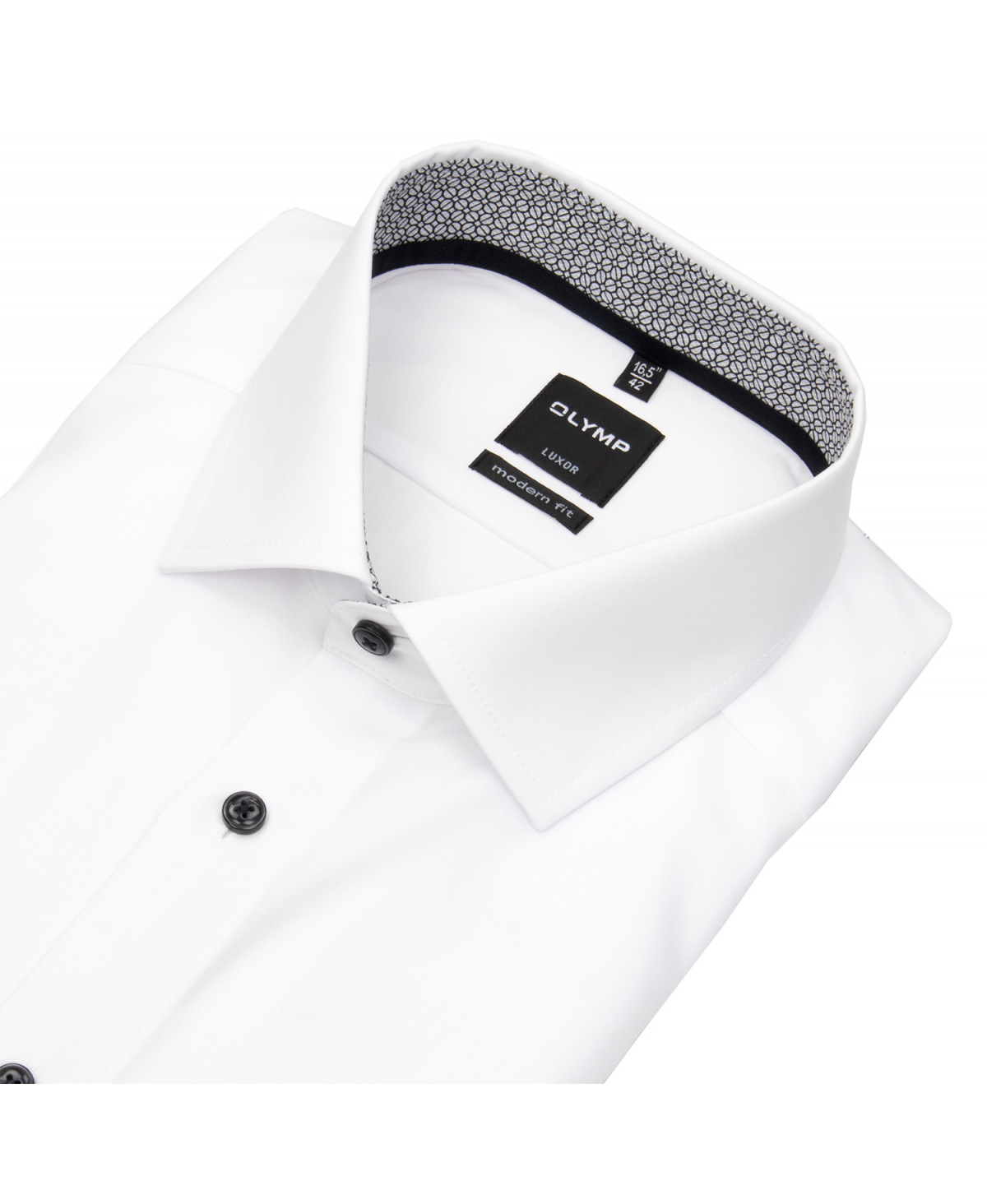 OLYMP Kurzarmhemd - Modern Fit - Kontrastknöpfe - weiß