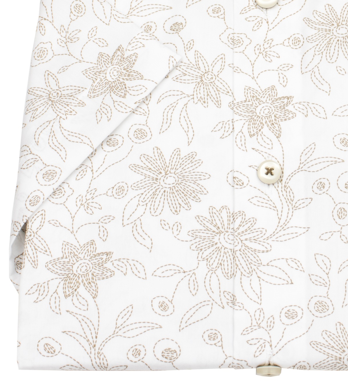 OLYMP Kurzarmhemd - Modern Fit - Print - beige / weiß