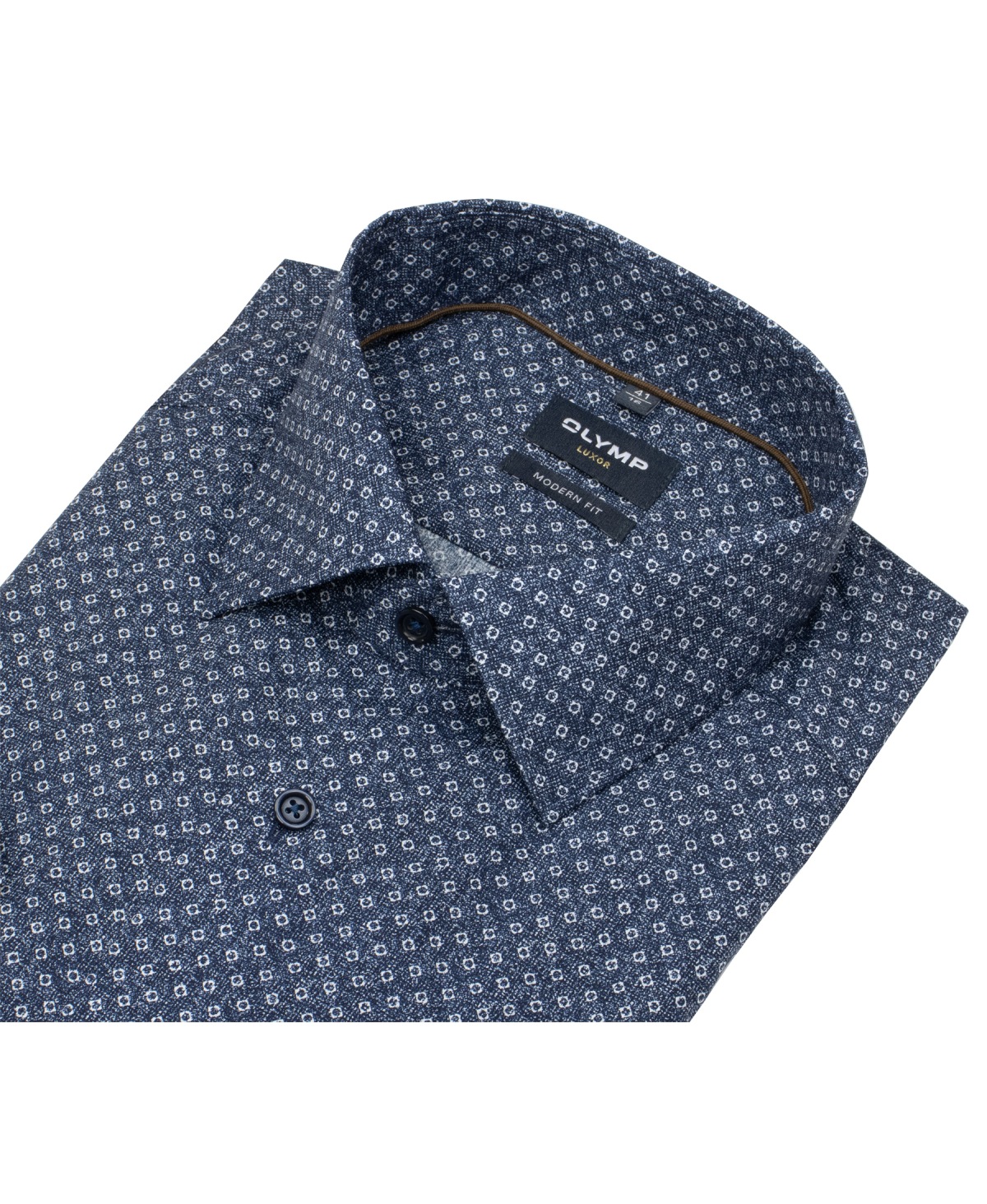 OLYMP Kurzarmhemd - Modern Fit - Print - dunkelblau / weiß