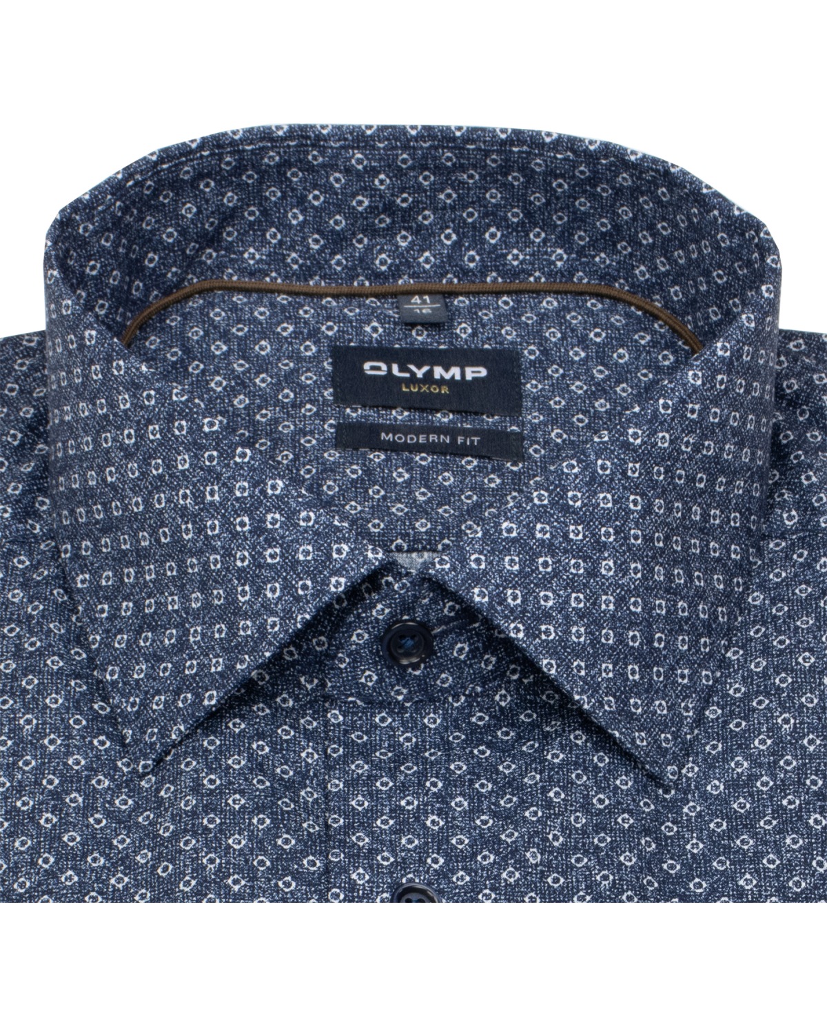 OLYMP Kurzarmhemd - Modern Fit - Print - dunkelblau / weiß