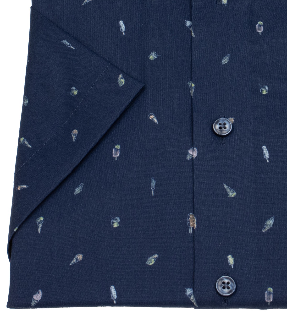 OLYMP Kurzarmhemd - Modern Fit - Print - Eiswaffeln - dunkelblau