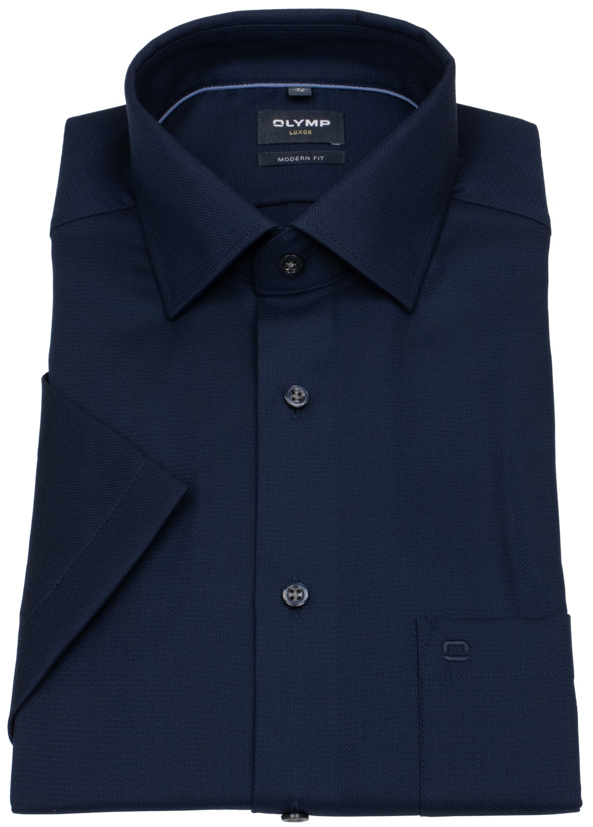 OLYMP Kurzarmhemd - Modern Fit - Struktur - dunkelblau