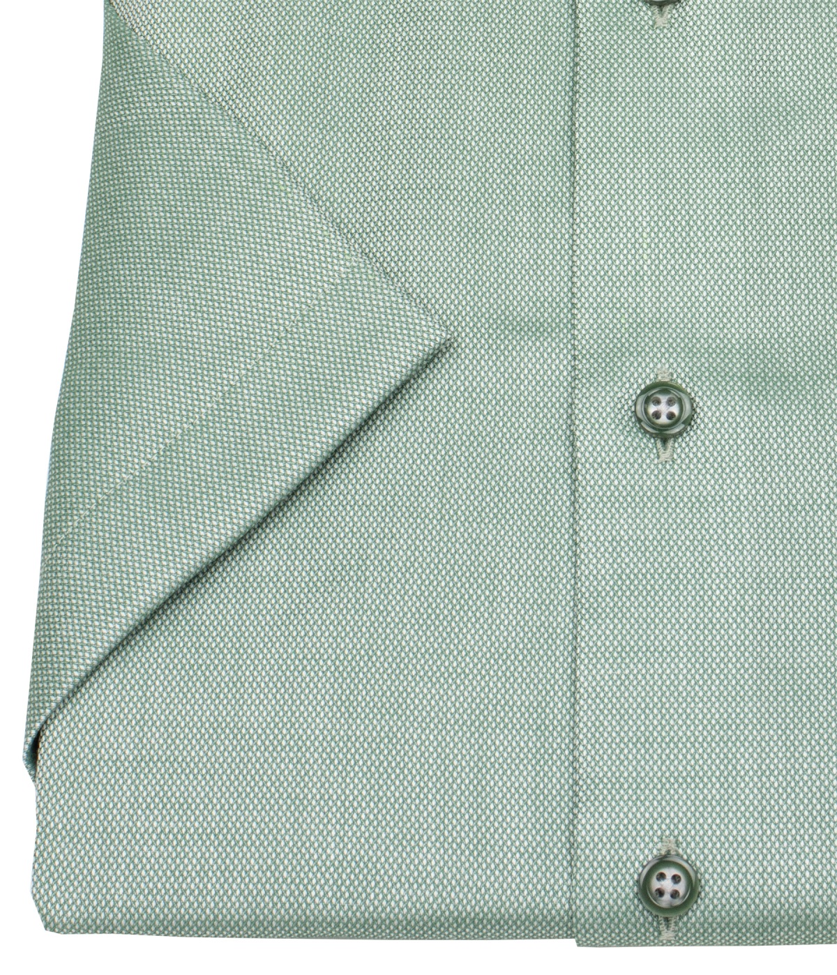 OLYMP Kurzarmhemd - Modern Fit - Struktur - Kontrastknöpfe - grün