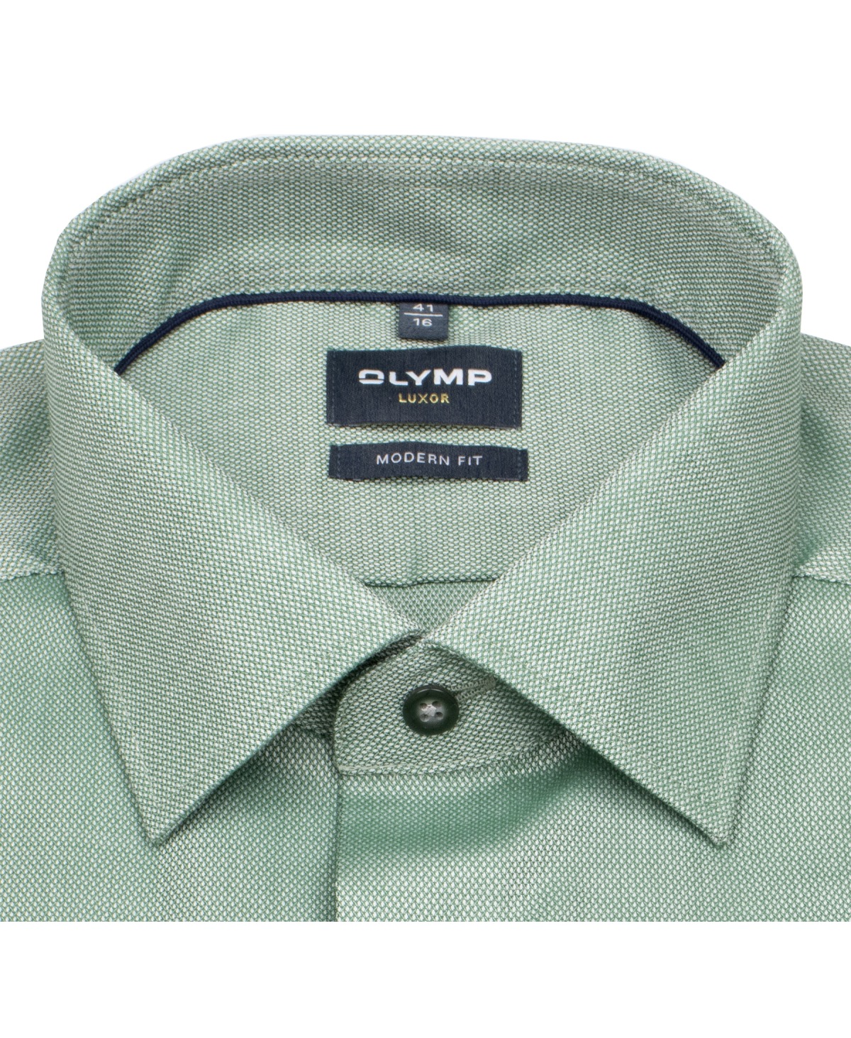 OLYMP Kurzarmhemd - Modern Fit - Struktur - Kontrastknöpfe - grün