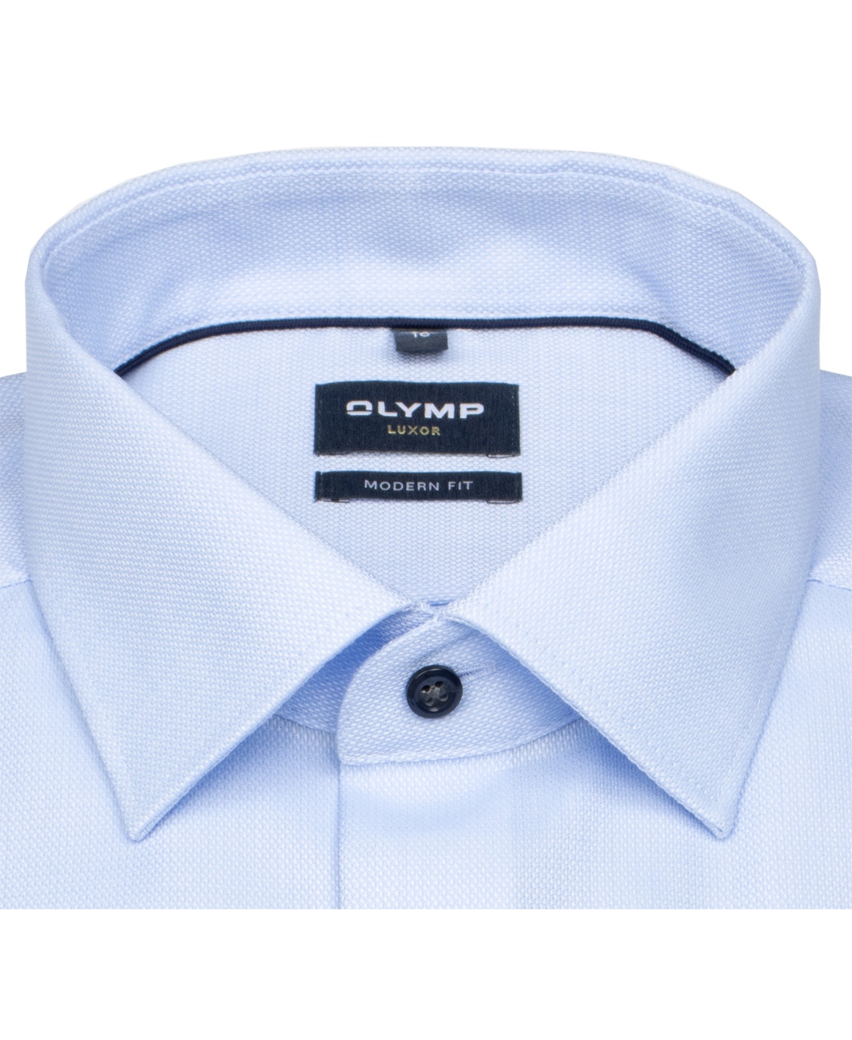 OLYMP Kurzarmhemd - Modern Fit - Struktur - Kontrastknöpfe - hellblau