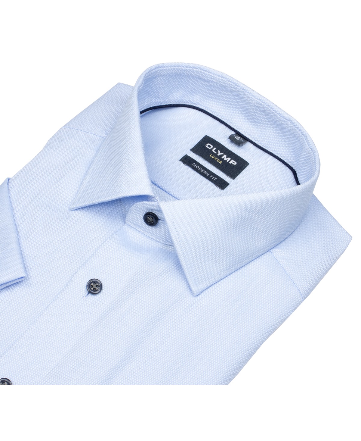 OLYMP Kurzarmhemd - Modern Fit - Struktur - Kontrastknöpfe - hellblau