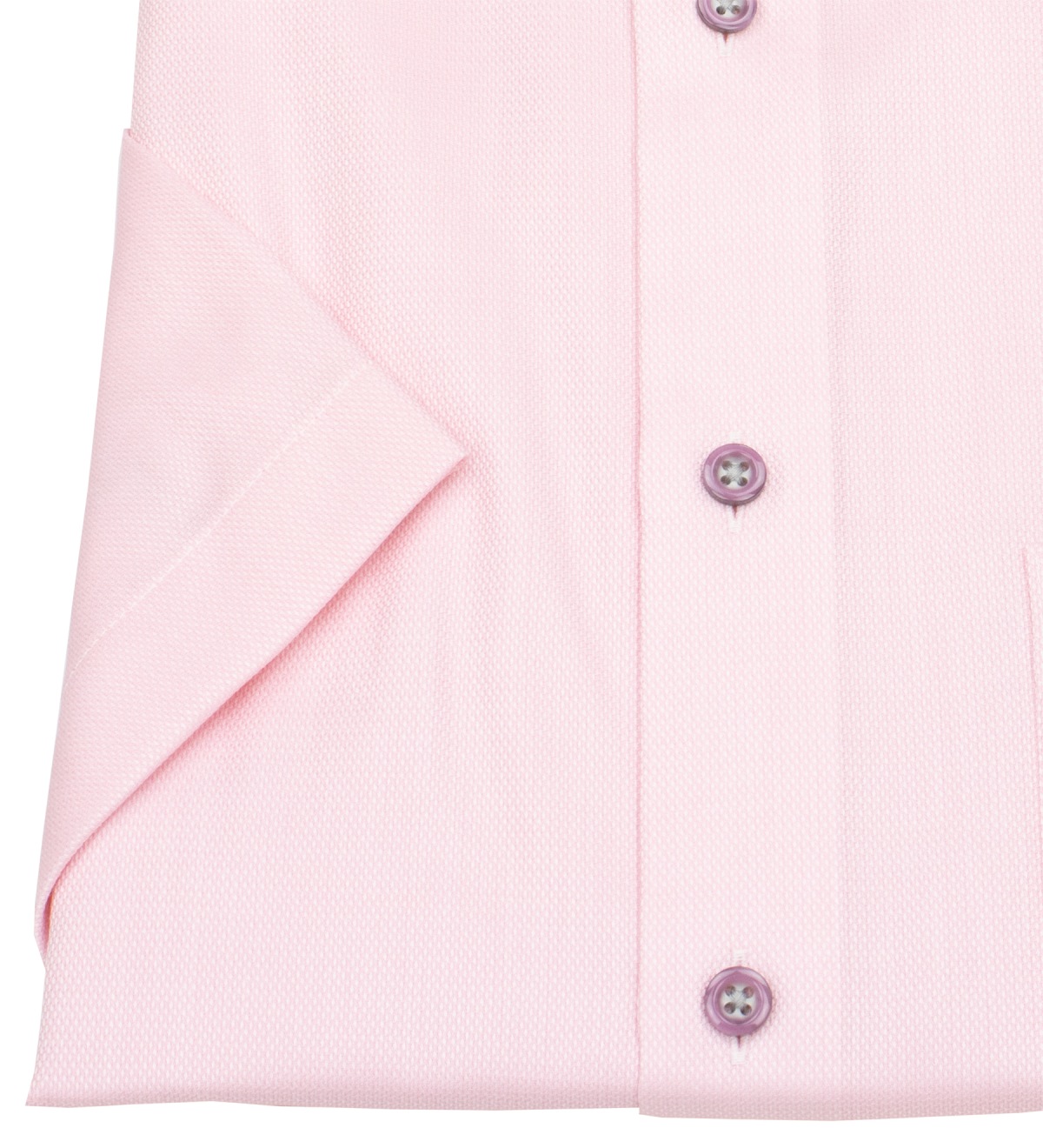 OLYMP Kurzarmhemd - Modern Fit - Struktur - Kontrastknöpfe - rosé