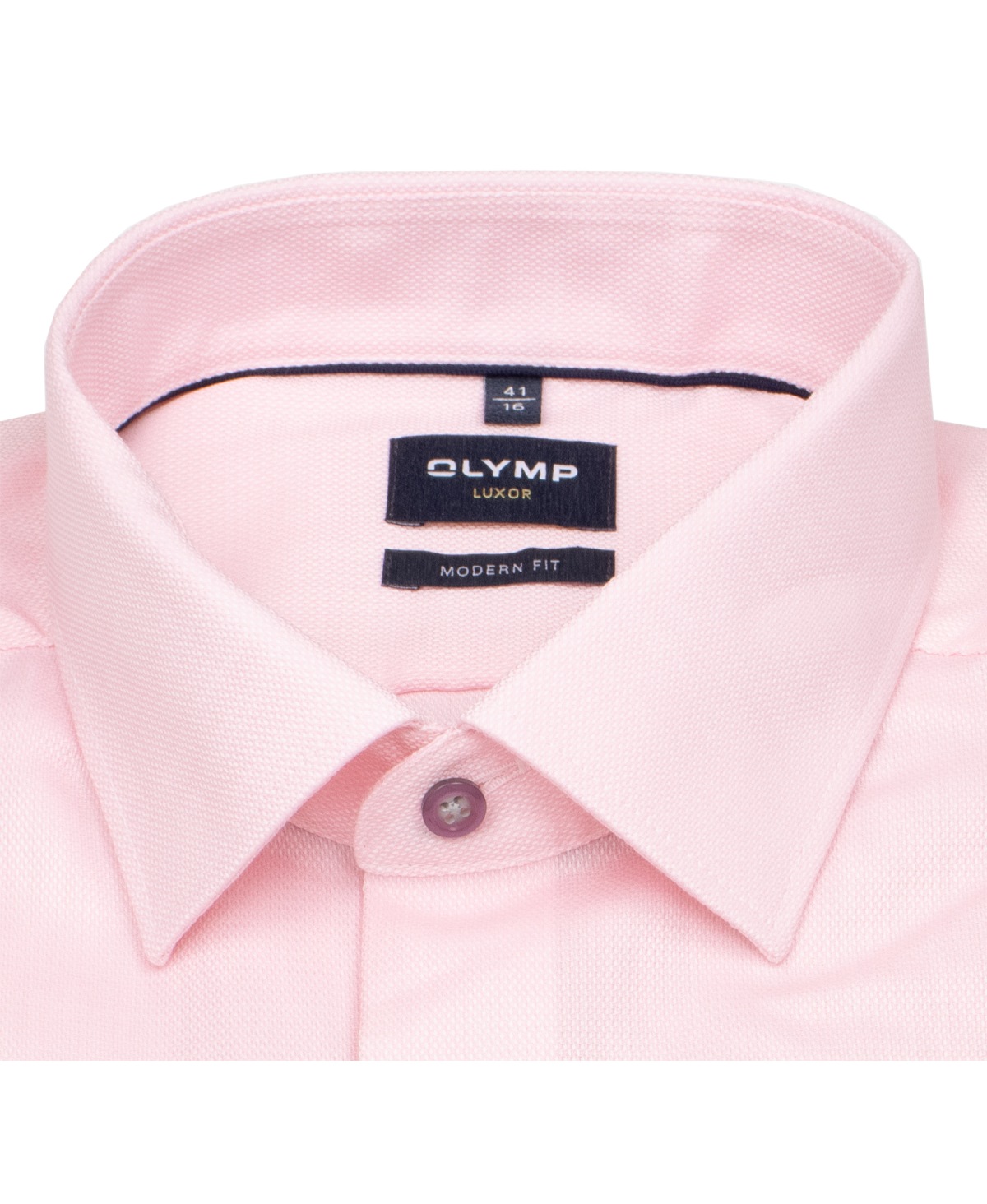 OLYMP Kurzarmhemd - Modern Fit - Struktur - Kontrastknöpfe - rosé