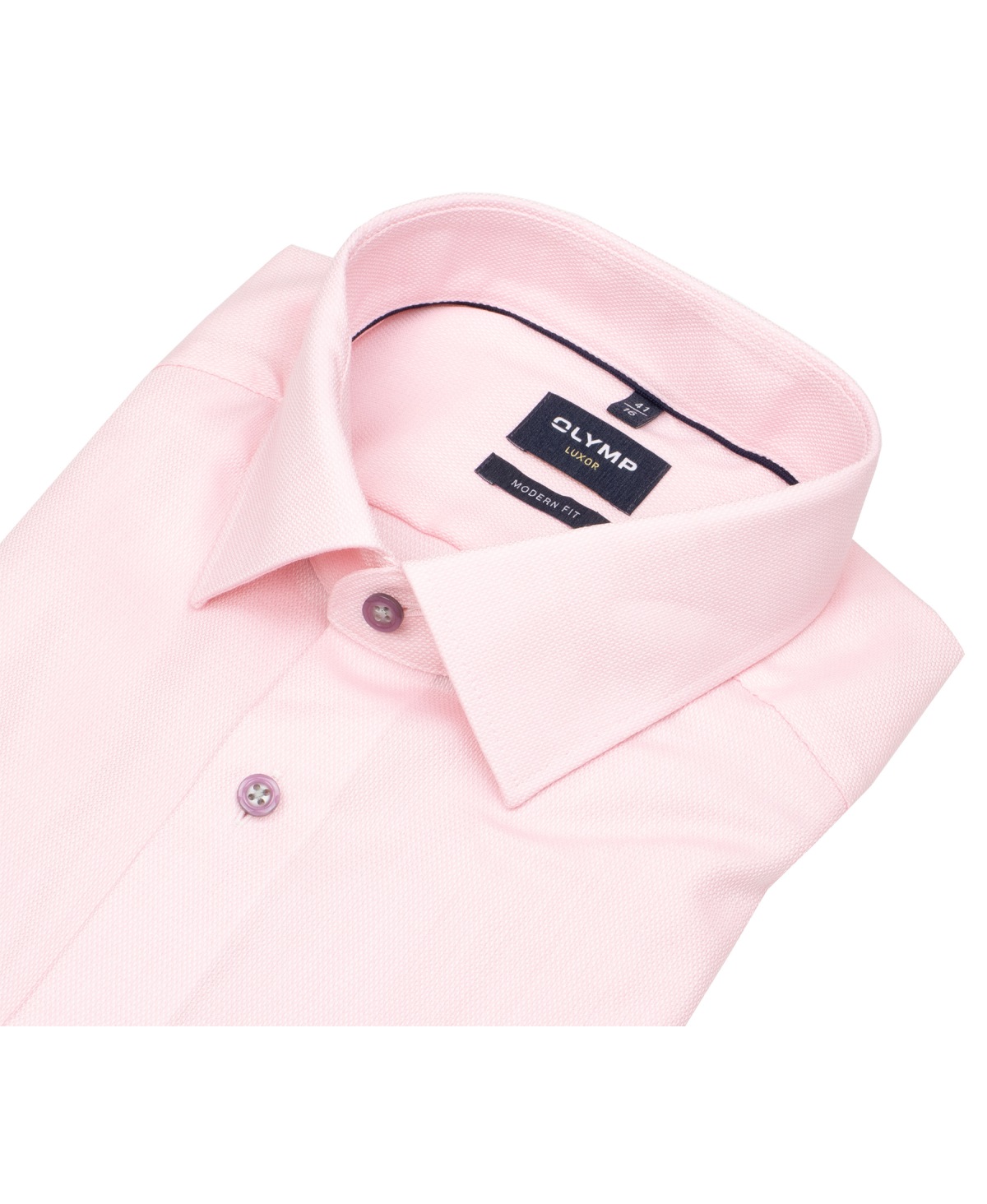 OLYMP Kurzarmhemd - Modern Fit - Struktur - Kontrastknöpfe - rosé