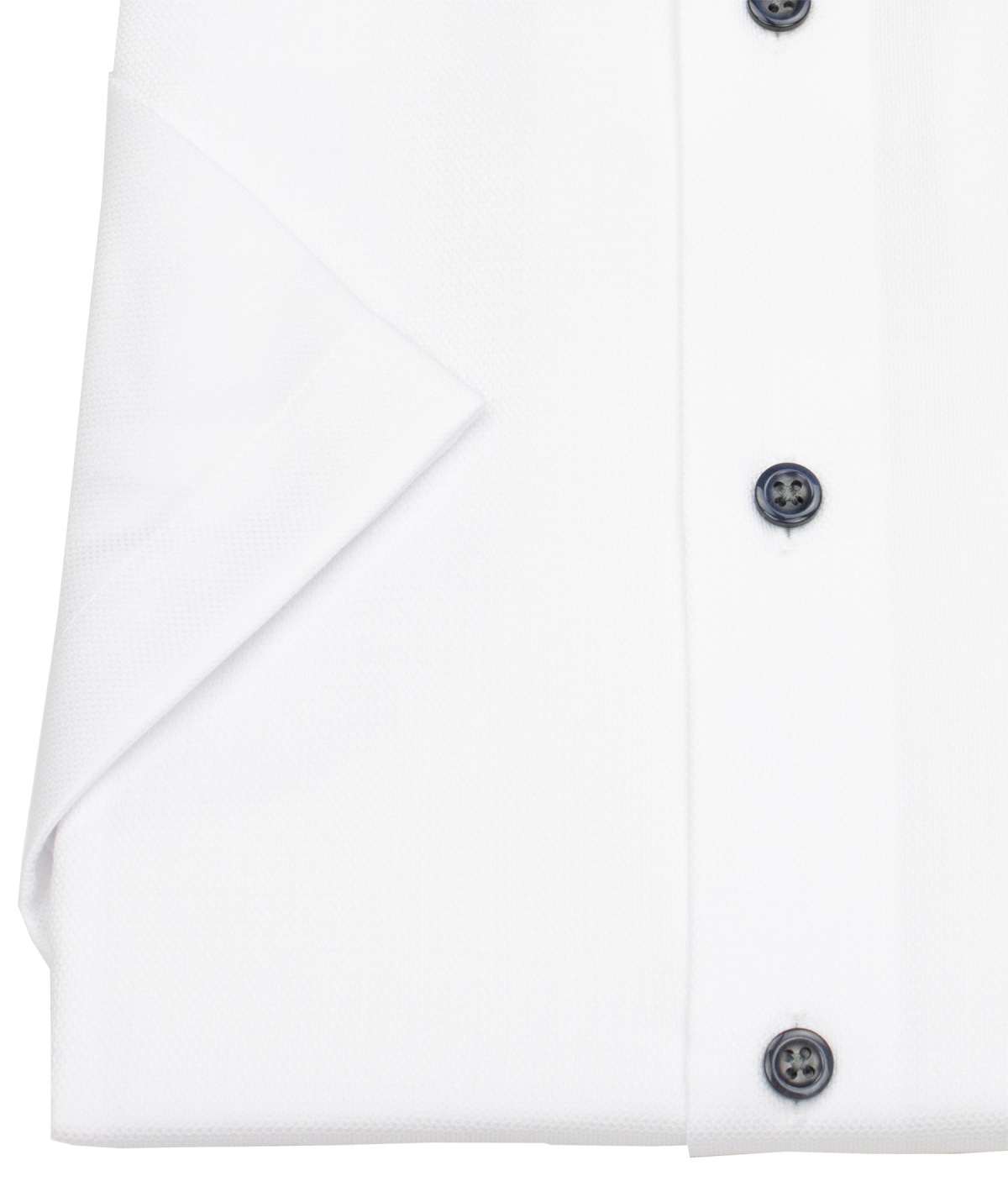 OLYMP Kurzarmhemd - Modern Fit - Struktur - Kontrastknöpfe - weiß