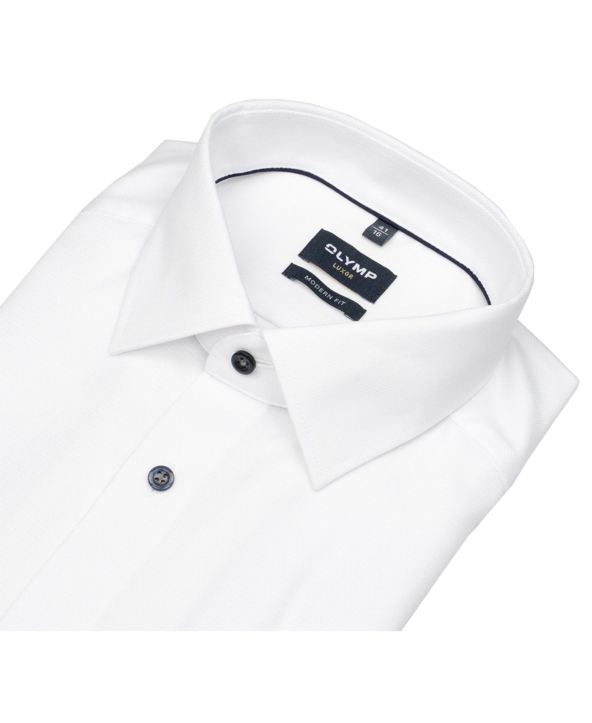 OLYMP Kurzarmhemd - Modern Fit - Struktur - Kontrastknöpfe - weiß