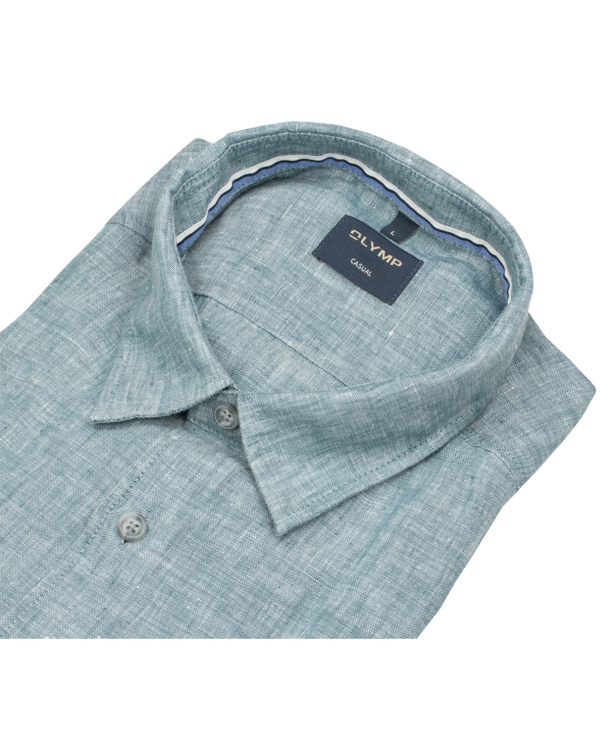 OLYMP Leinenhemd - Regular Fit - Casual - Kentkragen - grün
