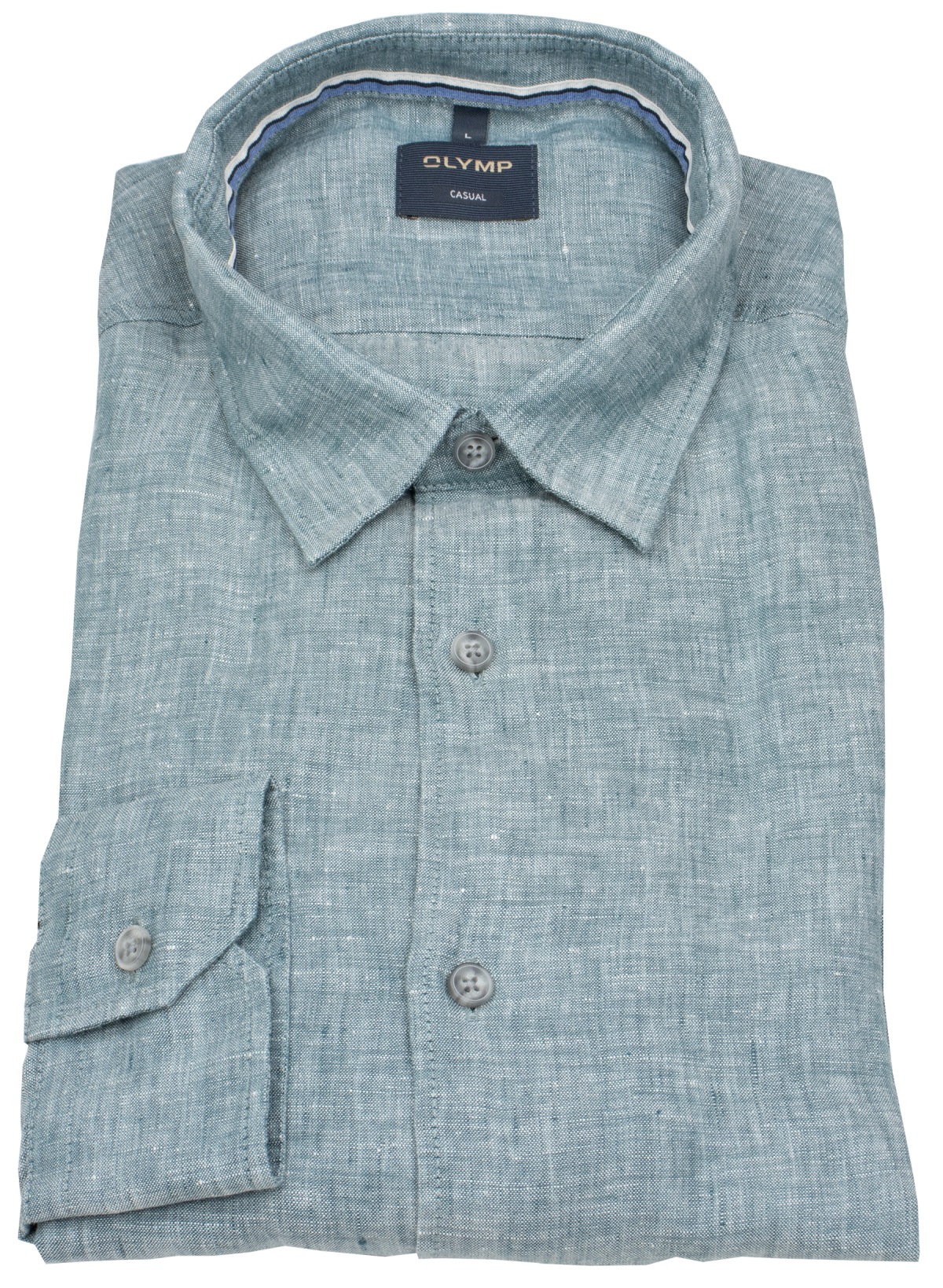 OLYMP Leinenhemd - Regular Fit - Casual - Kentkragen - grün