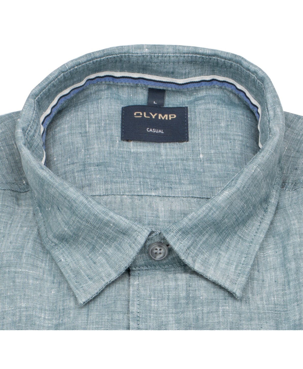 OLYMP Leinenhemd - Regular Fit - Casual - Kentkragen - grün