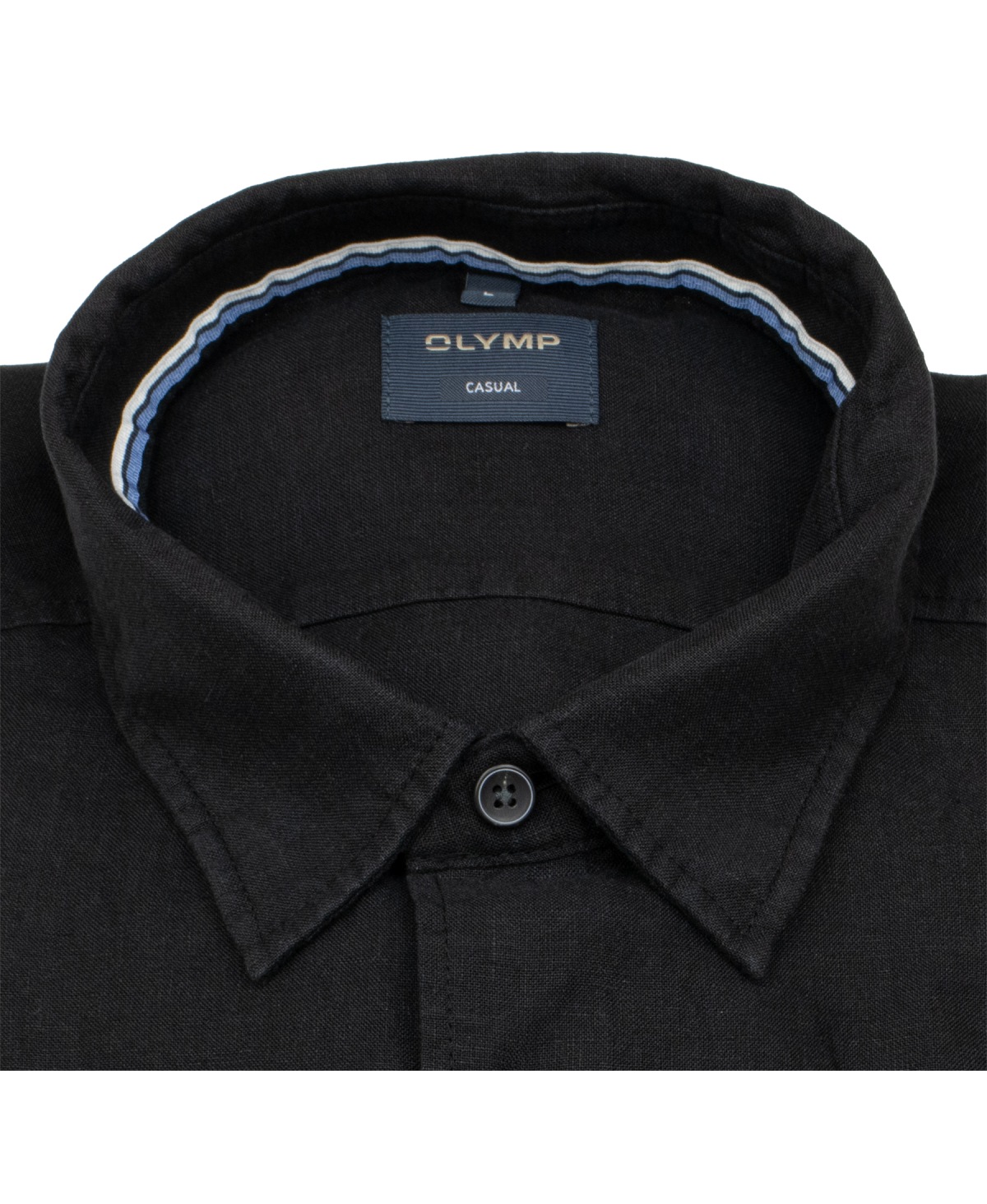 OLYMP Leinenhemd - Regular Fit - Casual - Kentkragen - schwarz