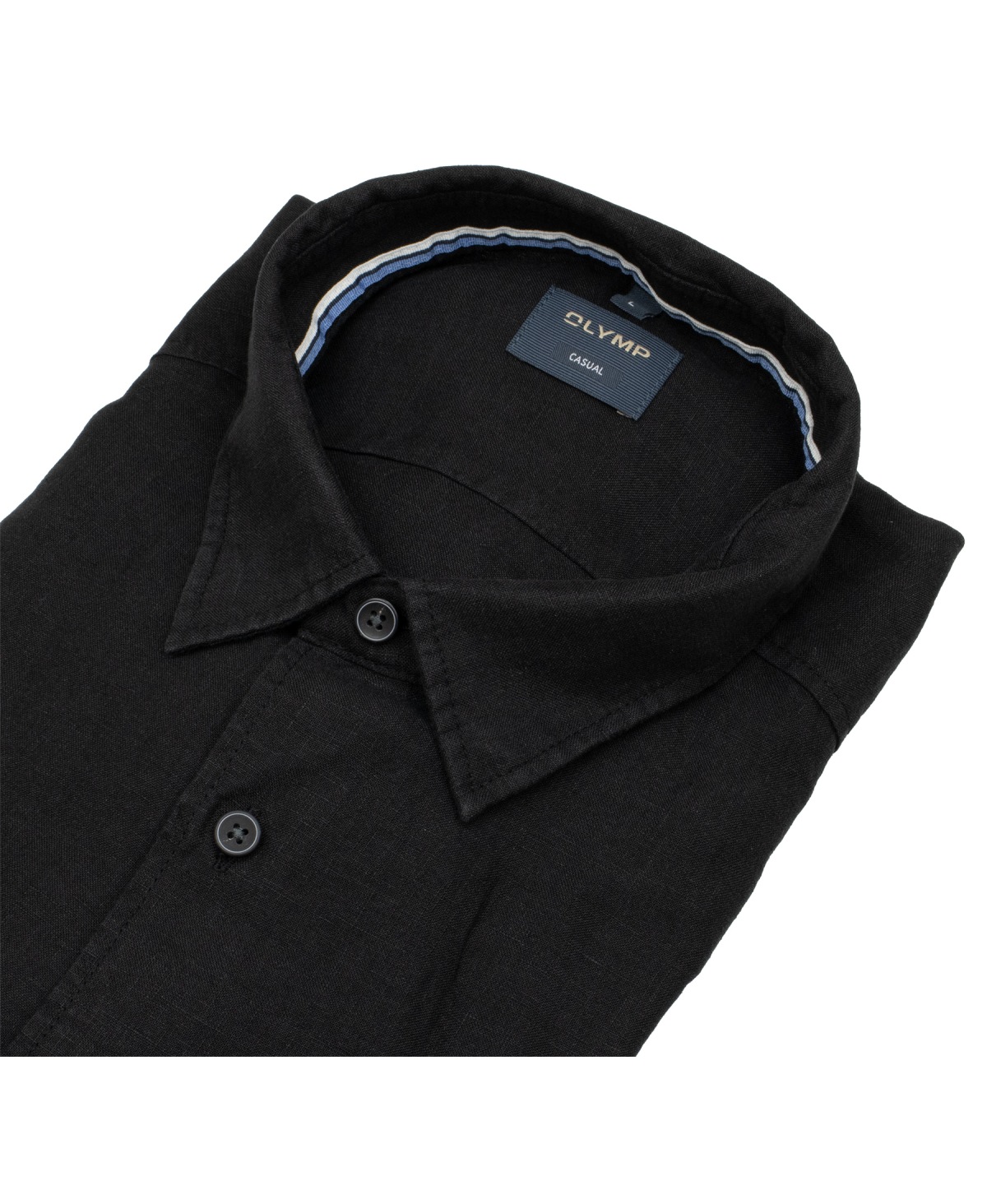 OLYMP Leinenhemd - Regular Fit - Casual - Kentkragen - schwarz