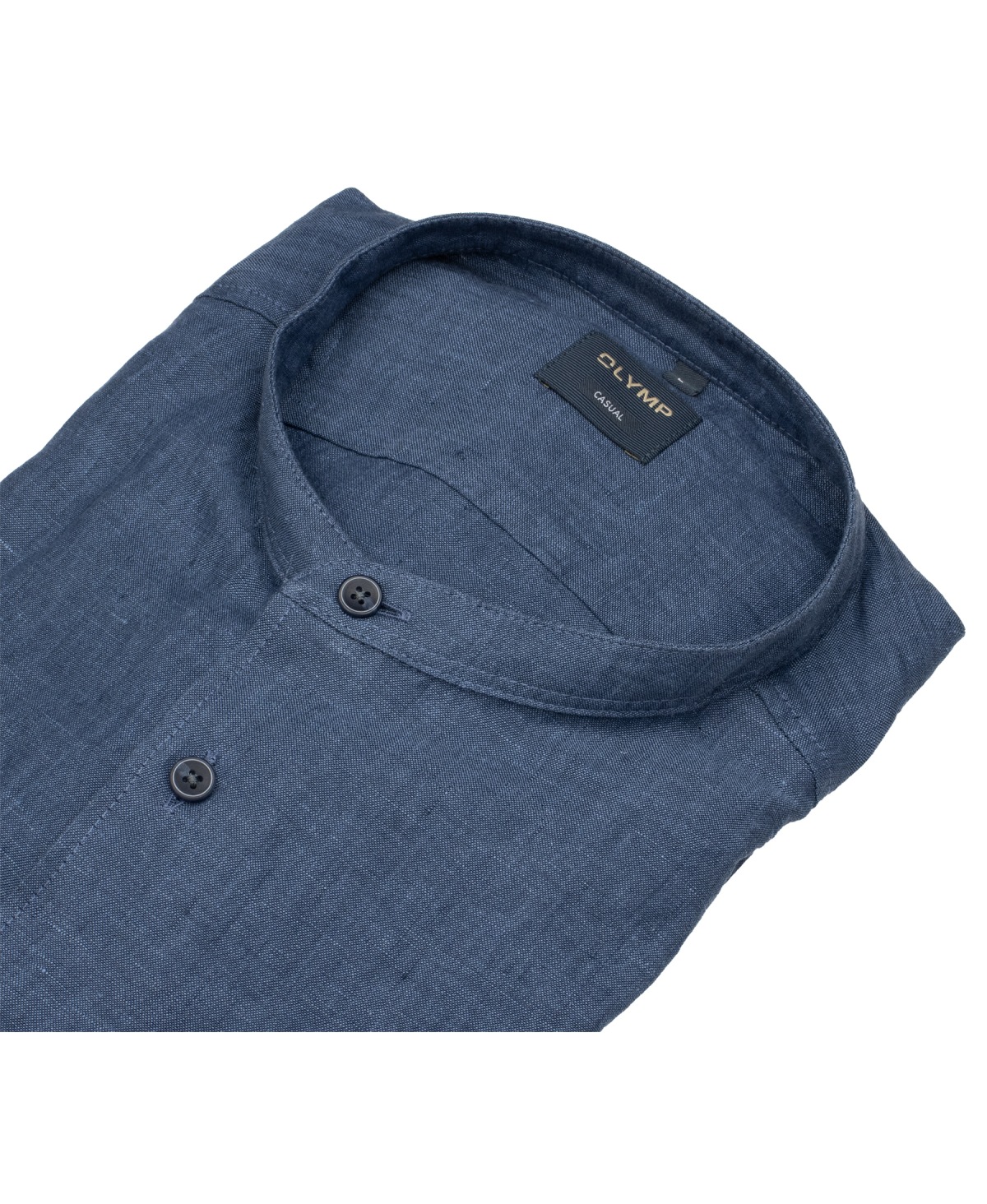 OLYMP Leinenhemd - Regular Fit - Casual - Stehkragen - dunkelblau