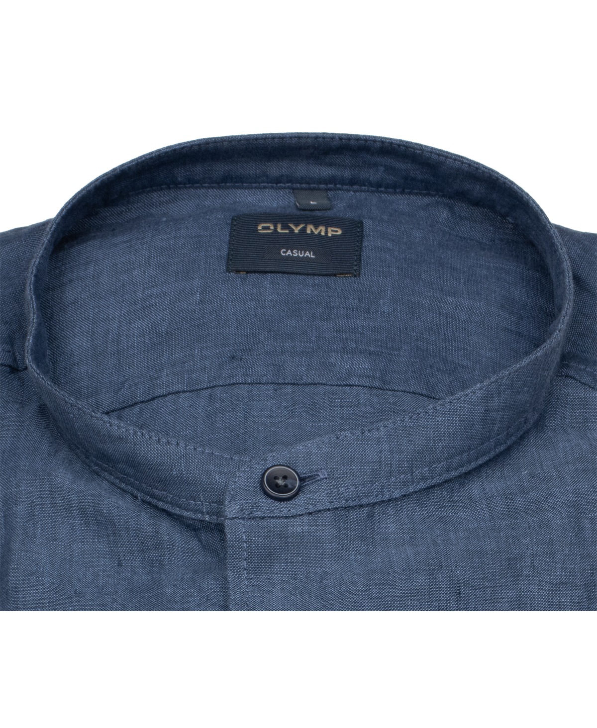 OLYMP Leinenhemd - Regular Fit - Casual - Stehkragen - dunkelblau