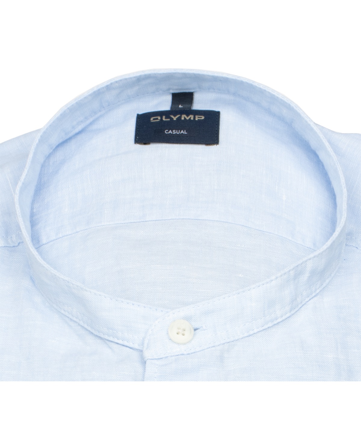 OLYMP Leinenhemd - Regular Fit - Casual - Stehkragen - hellblau