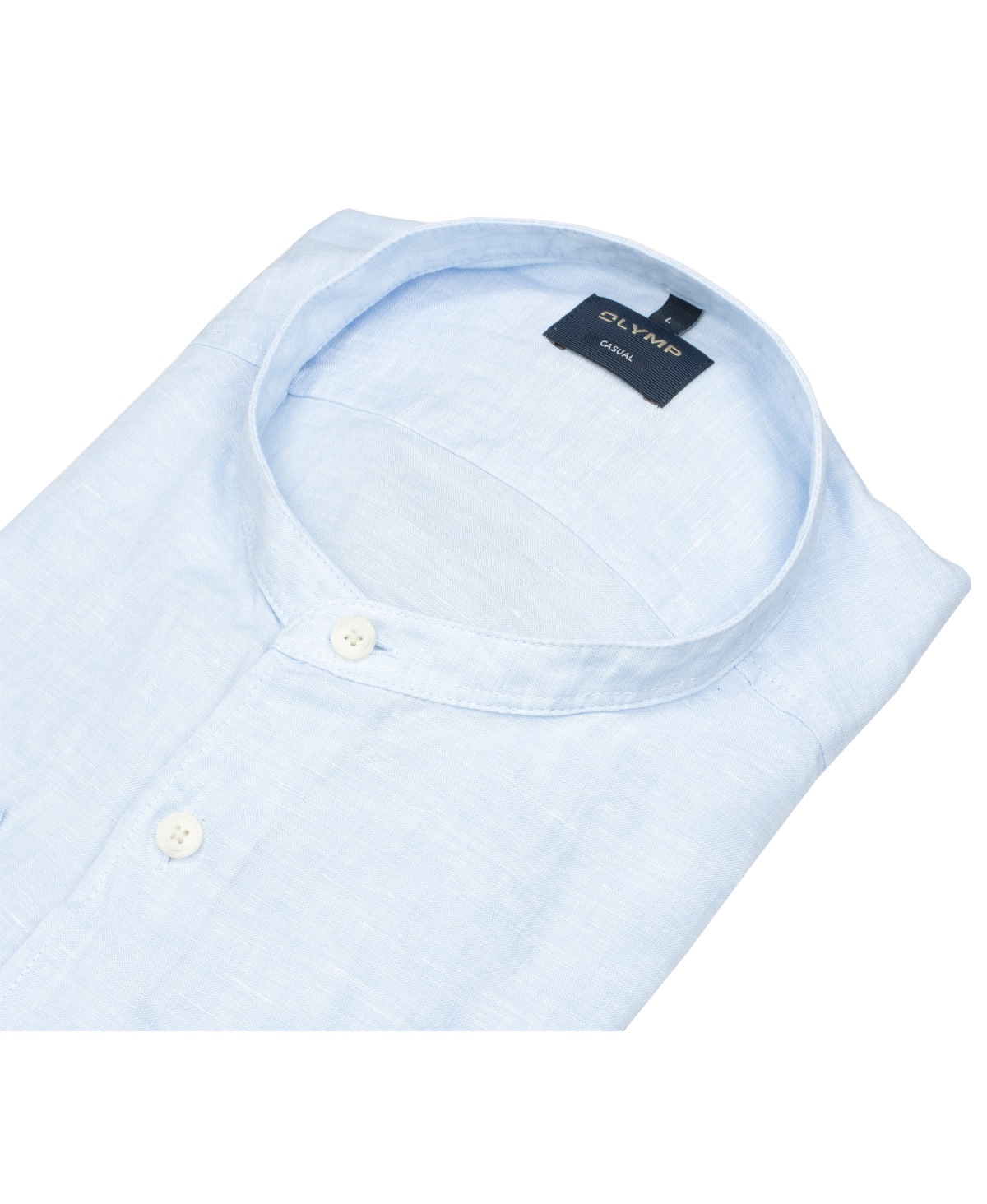 OLYMP Leinenhemd - Regular Fit - Casual - Stehkragen - hellblau