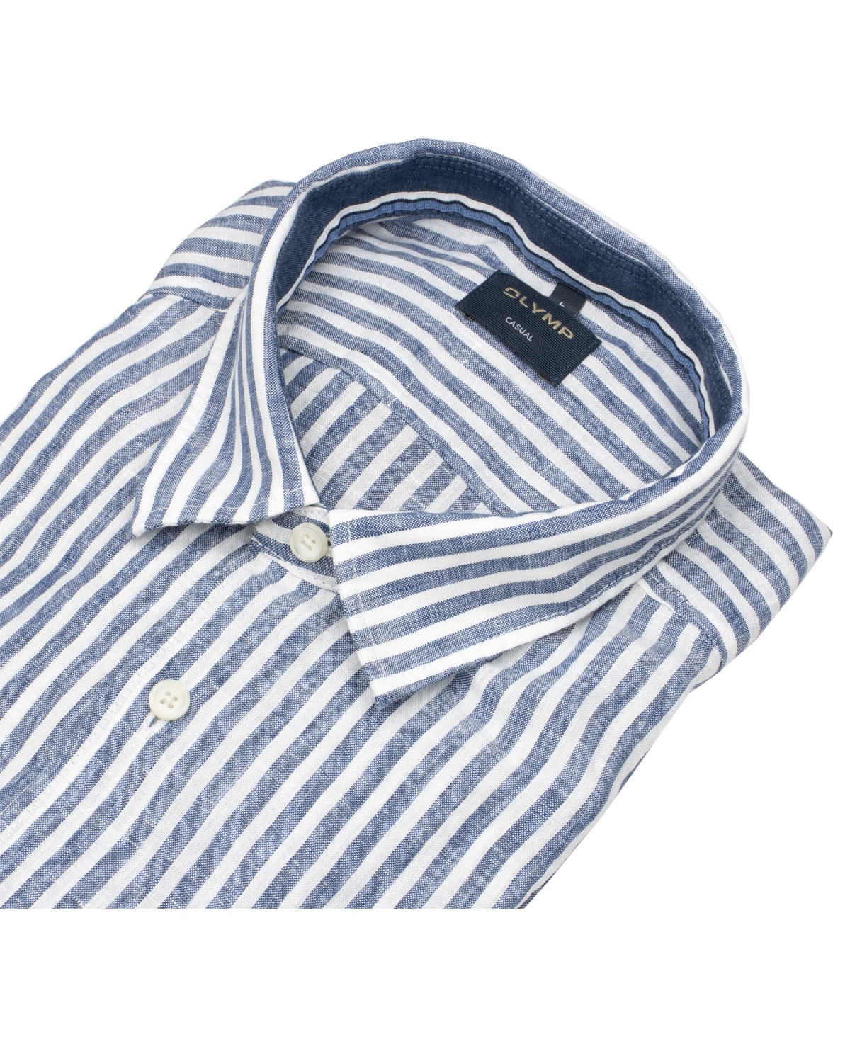 OLYMP Leinenhemd - Regular Fit - Casual - Streifen - dunkelblau / weiß