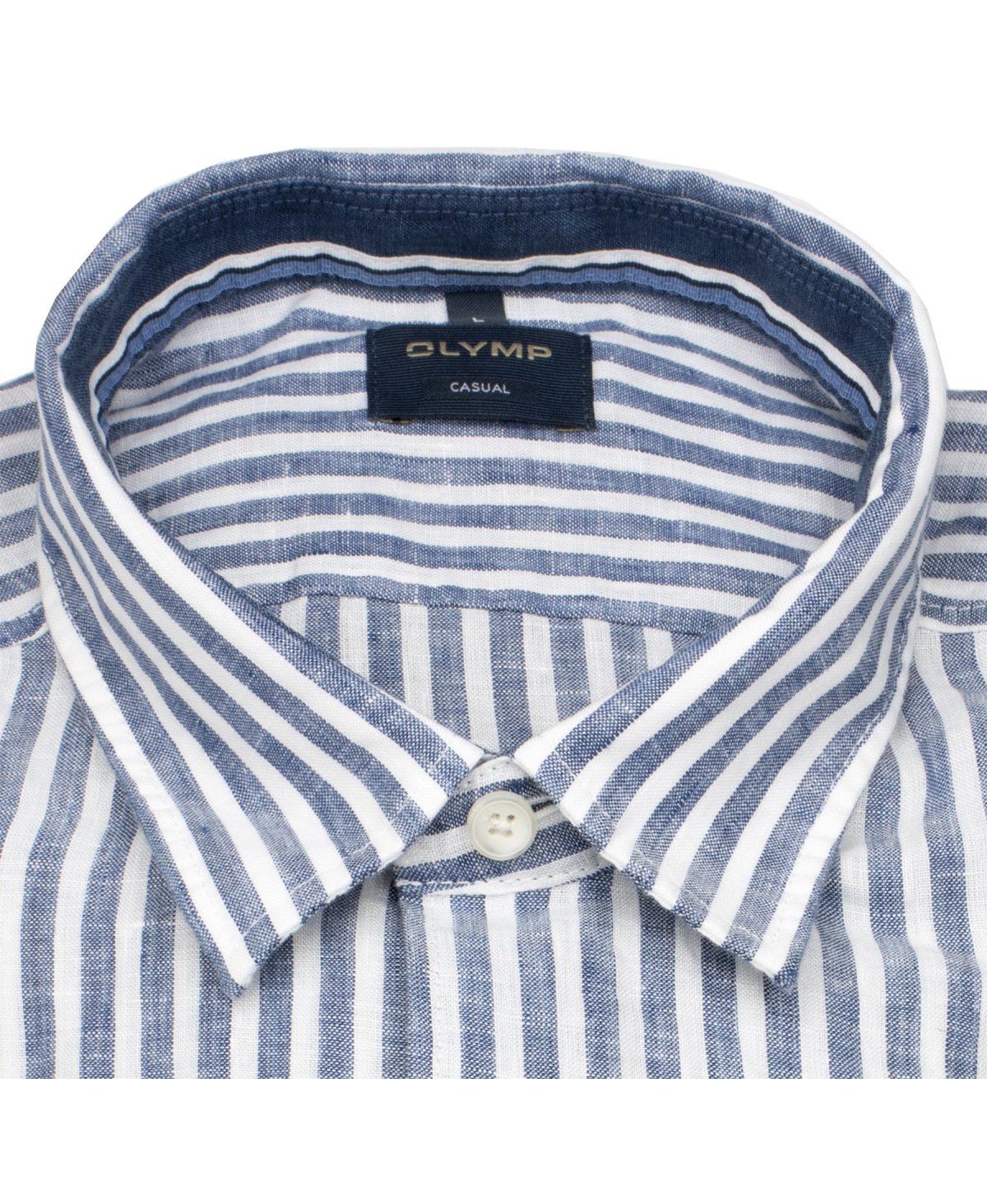 OLYMP Leinenhemd - Regular Fit - Casual - Streifen - dunkelblau / weiß