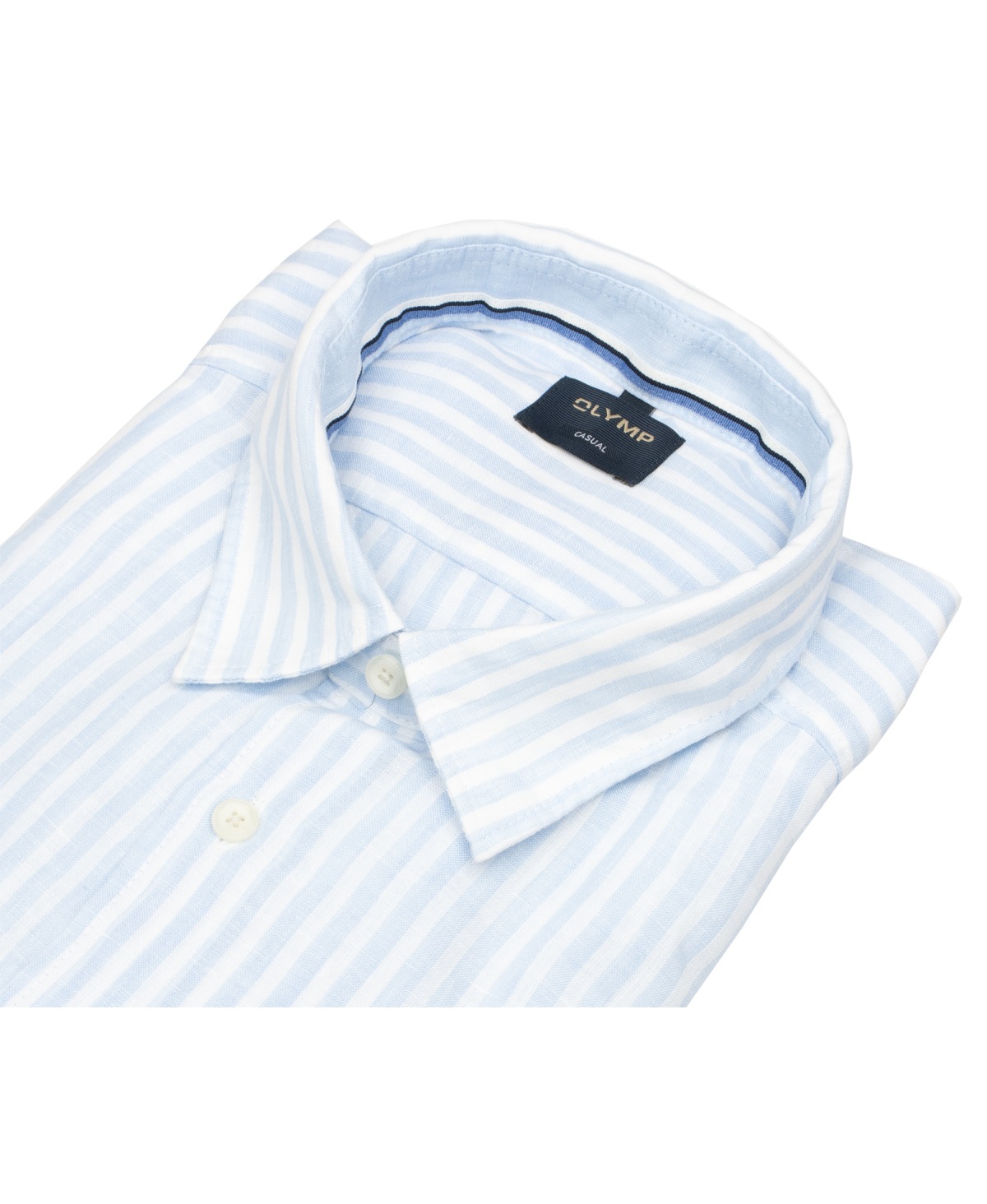 OLYMP Leinenhemd - Regular Fit - Casual - Streifen - hellblau / weiß