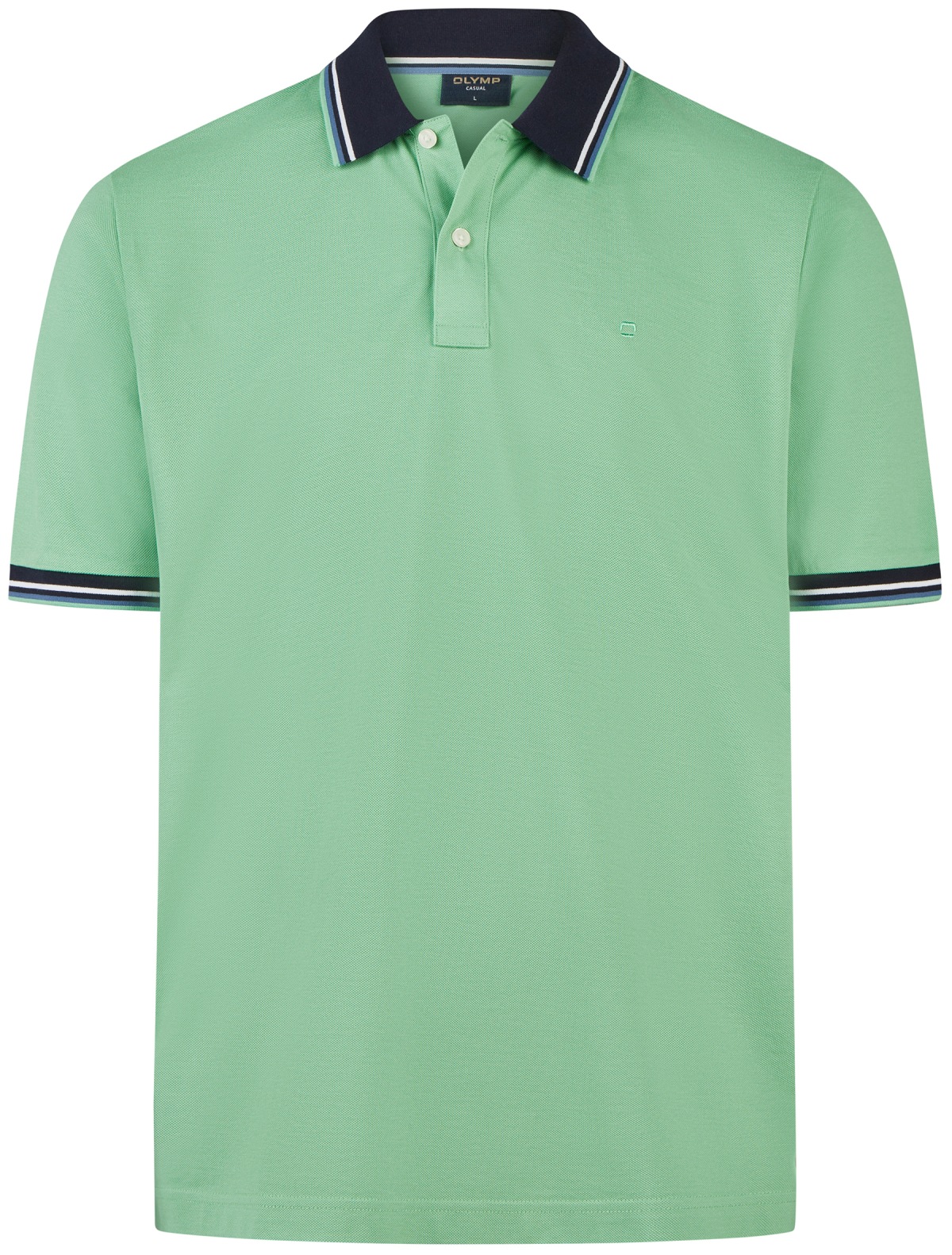 OLYMP Poloshirt - Regular Fit - Piqué - Kontrastkragen - hellgrün