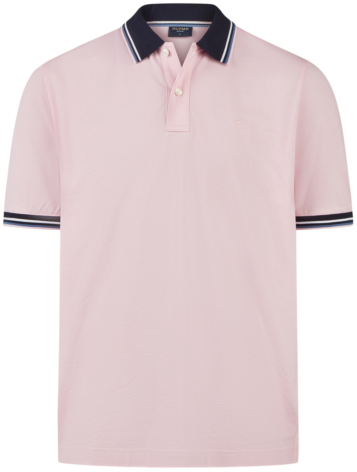 OLYMP Poloshirt - Regular Fit - Piqué - Kontrastkragen - rosé