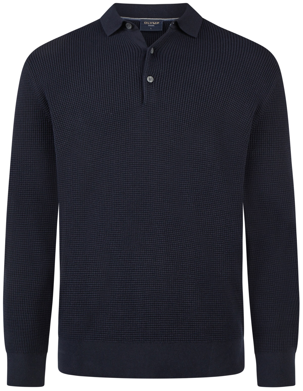 OLYMP Pullover - Polokragen - Strick - Struktur - dunkelblau