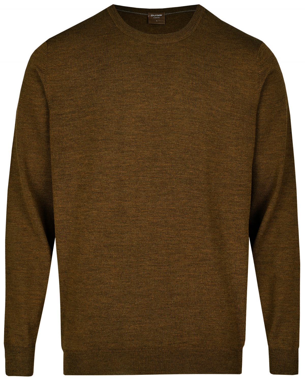 OLYMP Pullover - Regular Fit - Merinowolle - Rundhals - braun