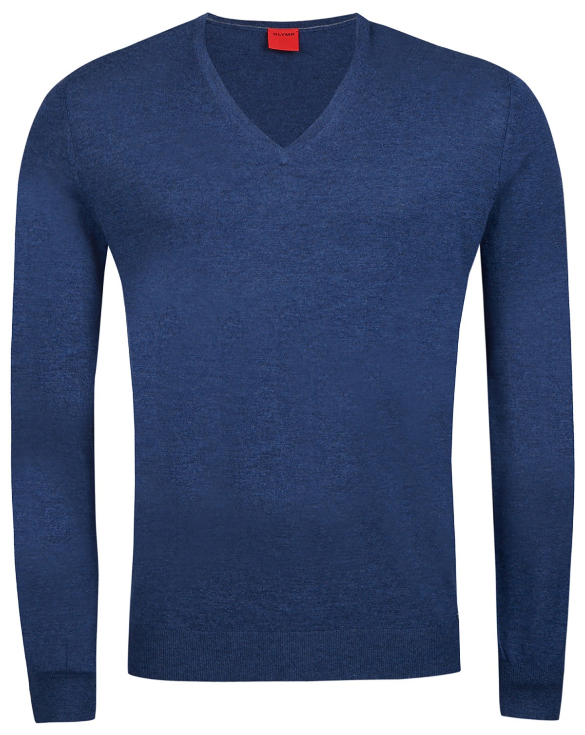 OLYMP Pullover - Regular Fit - V-Ausschnitt - Merinowolle mit Seide - blau