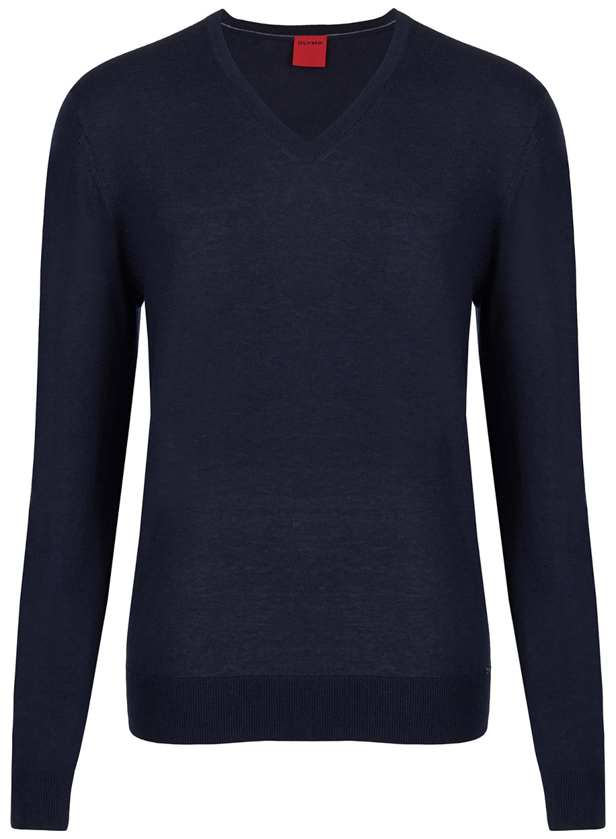 OLYMP Pullover - Regular Fit - V-Ausschnitt - Merinowolle mit Seide - dunkelblau