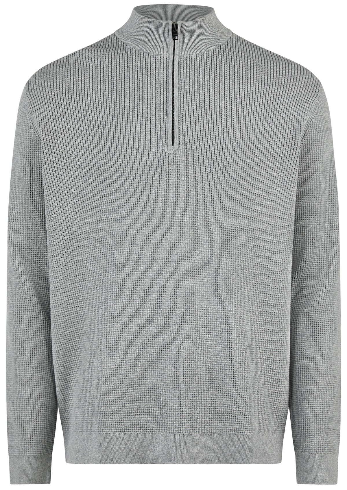 OLYMP Pullover - Troyer mit Reissverschluss - Struktur - grau