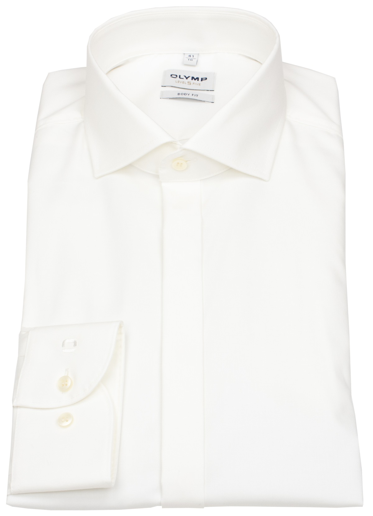 OLYMP Smokinghemd - Level 5 Body Fit - Twill - verdeckte Knopfleiste - helles beige