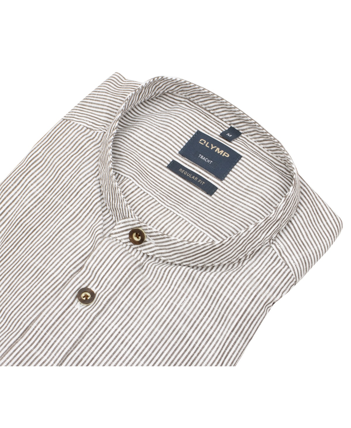 OLYMP Trachtenhemd - Regular Fit - Stehkragen - braun / weiß