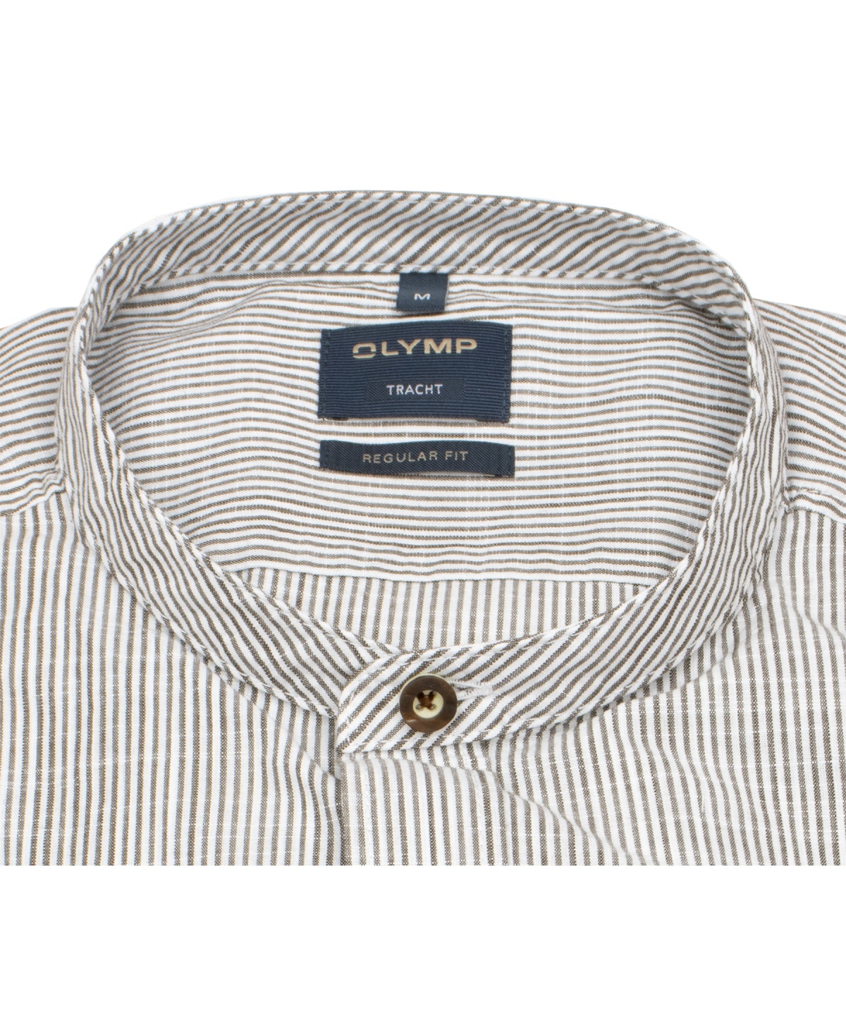OLYMP Trachtenhemd - Regular Fit - Stehkragen - braun / weiß