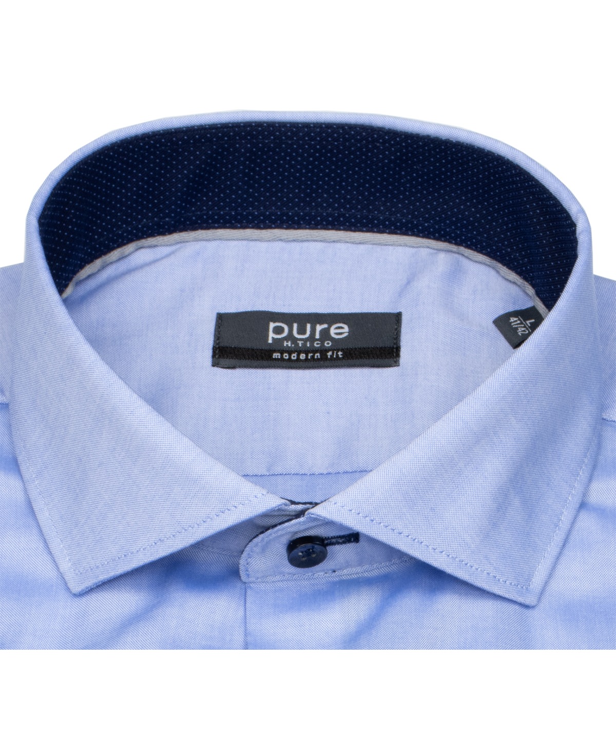 Pure Hemd - Modern Fit - Haikragen - Kontrastknöpfe - blau - ohne OVP