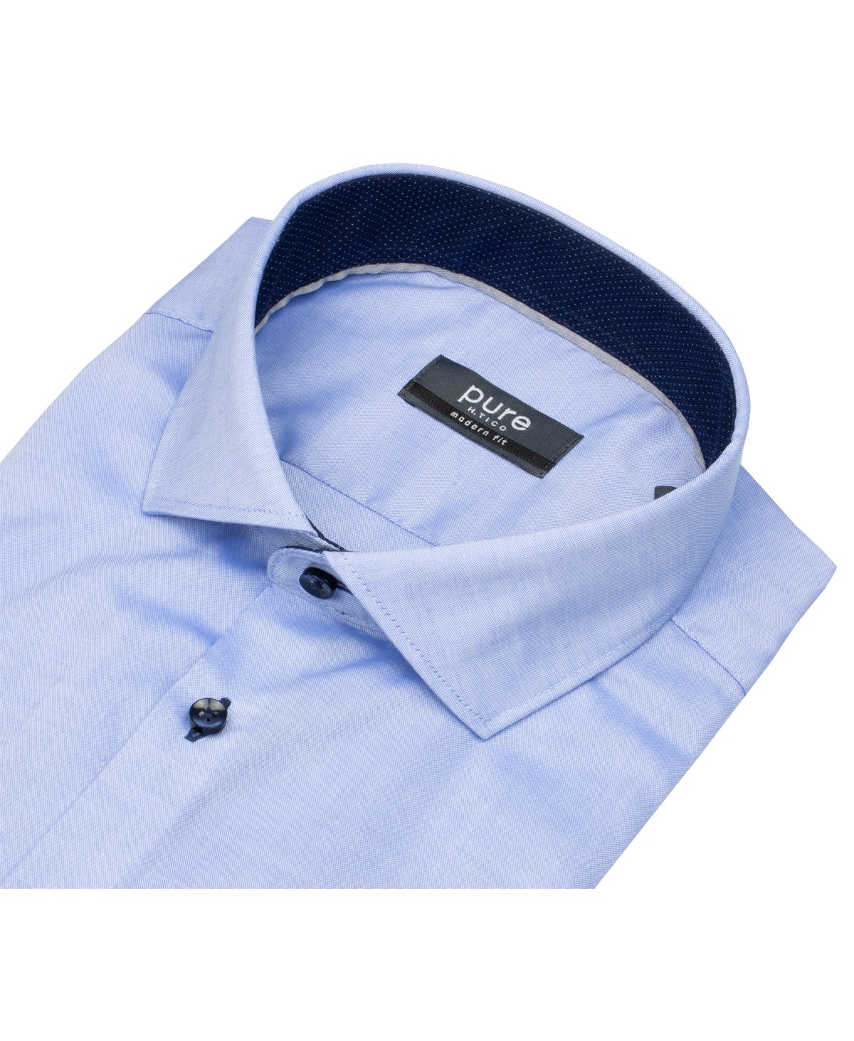 Pure Hemd - Modern Fit - Haikragen - Kontrastknöpfe - blau - ohne OVP